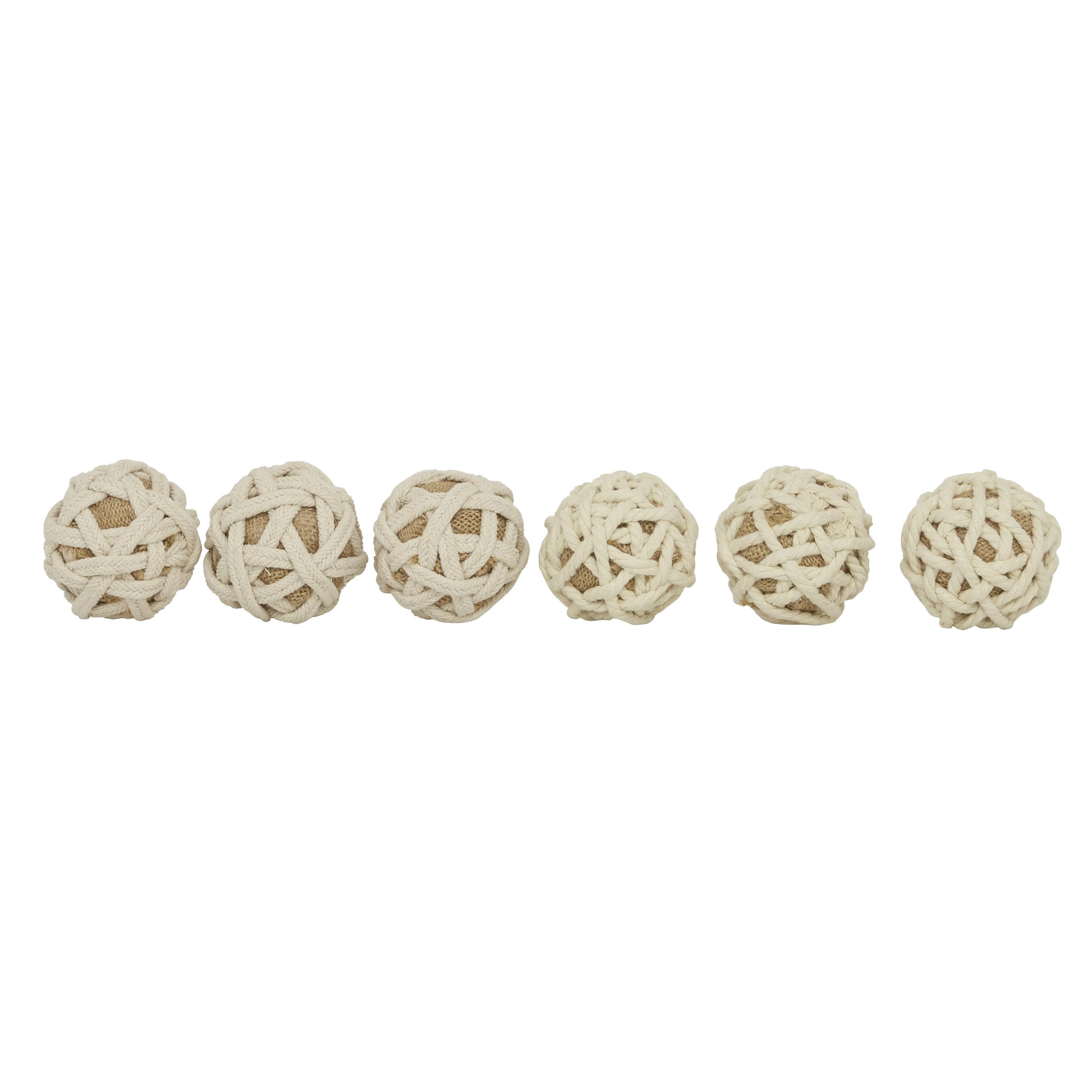 Brown Jute Rope  Handmade Woven Decorative Orbs & Vase Filler, Set of 6 4"W, 12"H