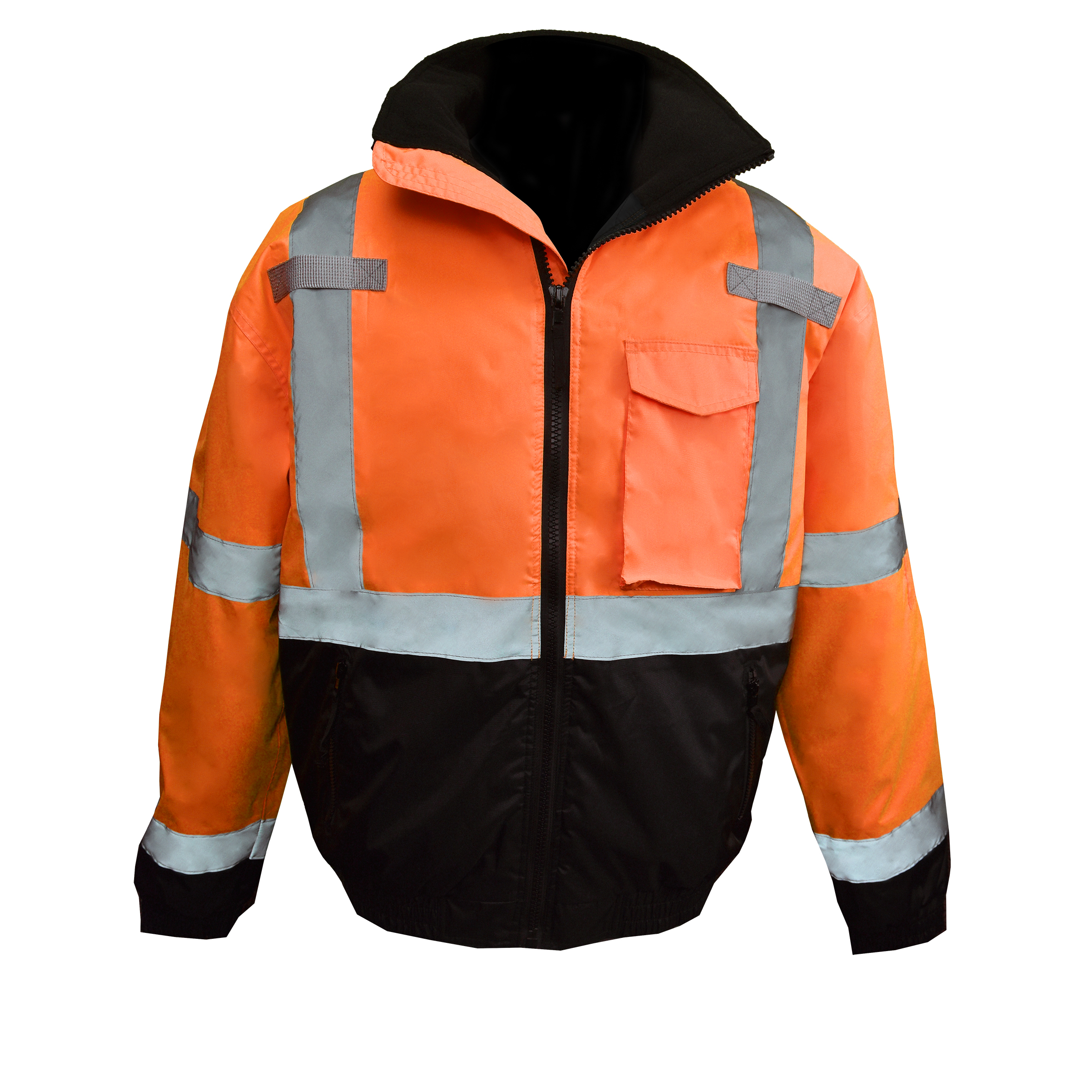 SJ11QB Class3 High Visibility Weatherproof Bomber Jacket with Quilted Built-in Liner - Orange - Size L