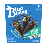 Mini Swirls Mint Cookie Crunch Cones, Frozen Dessert, 8 Pack