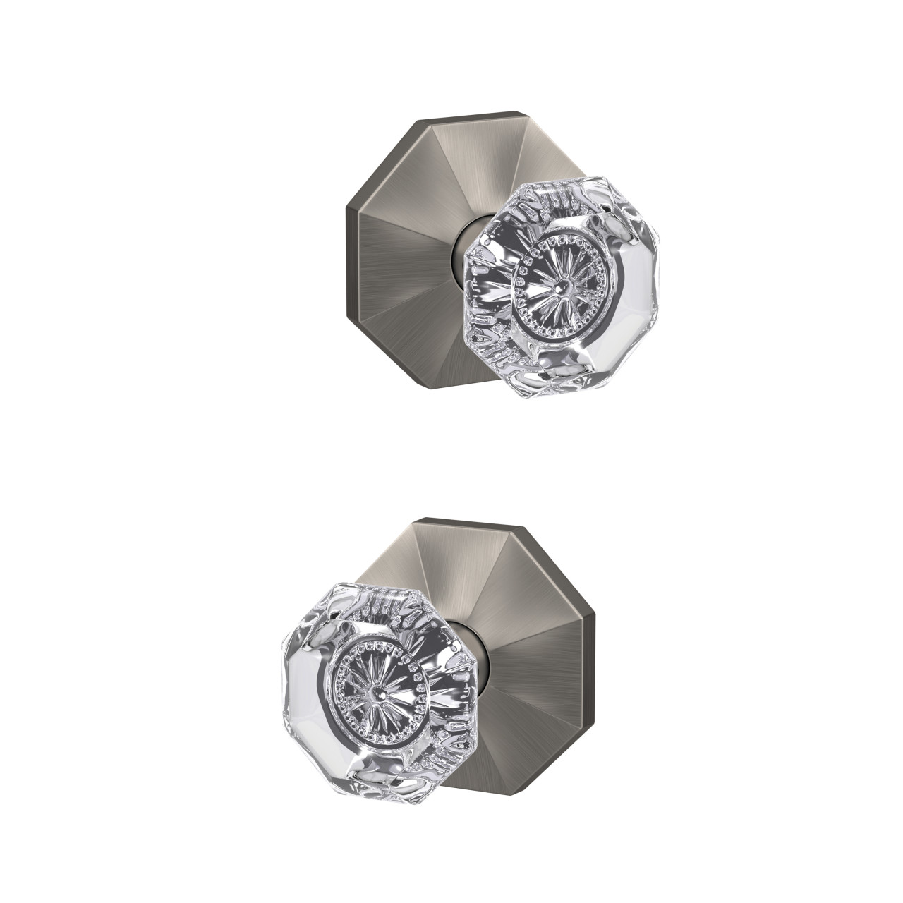 Custom Alexandria Glass Knob Combined Interior Hall-Closet and Bed-Bath Lock