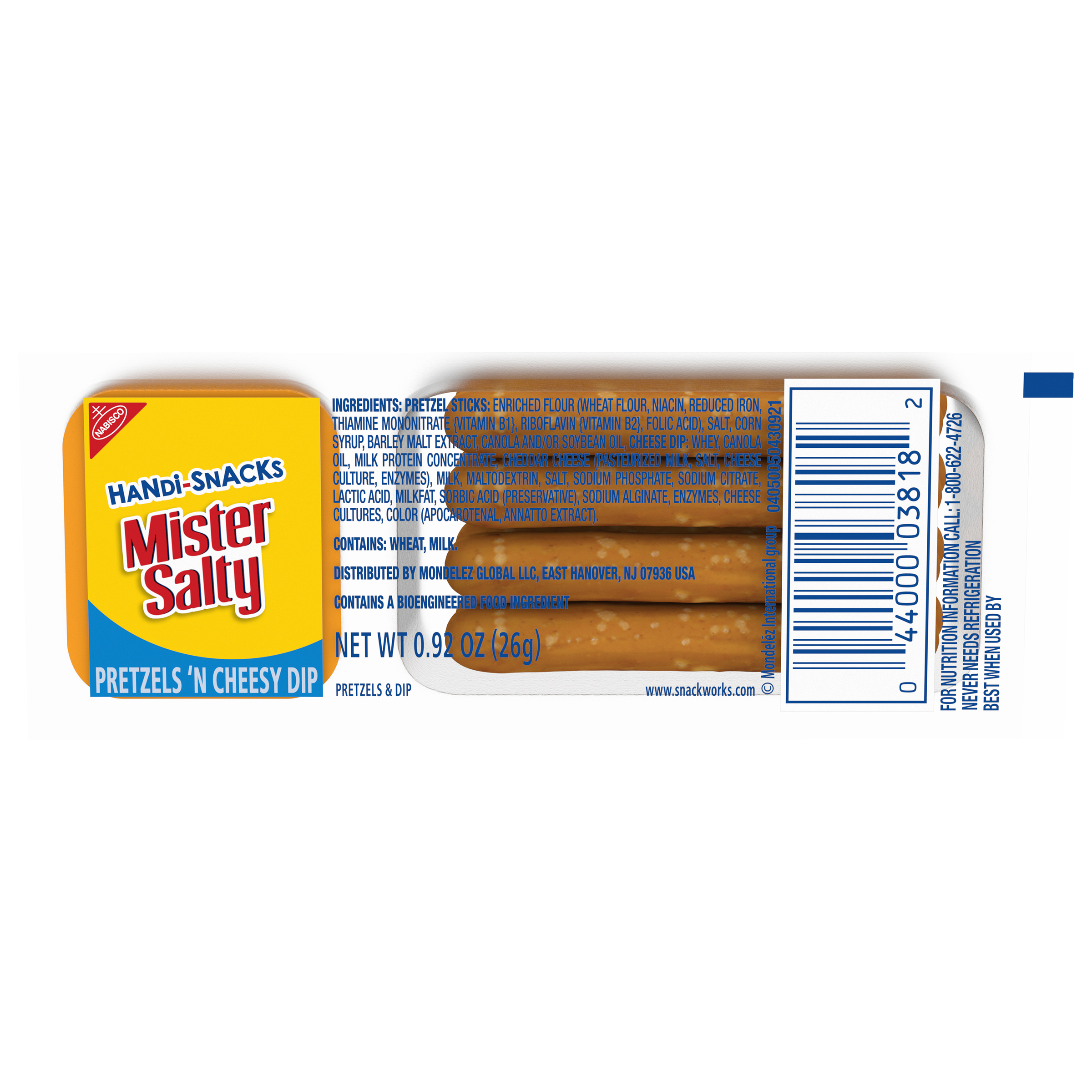 Handi-Snacks Mister Salty Pretzels 'N Cheesy Dip Snack Pack, .92 oz