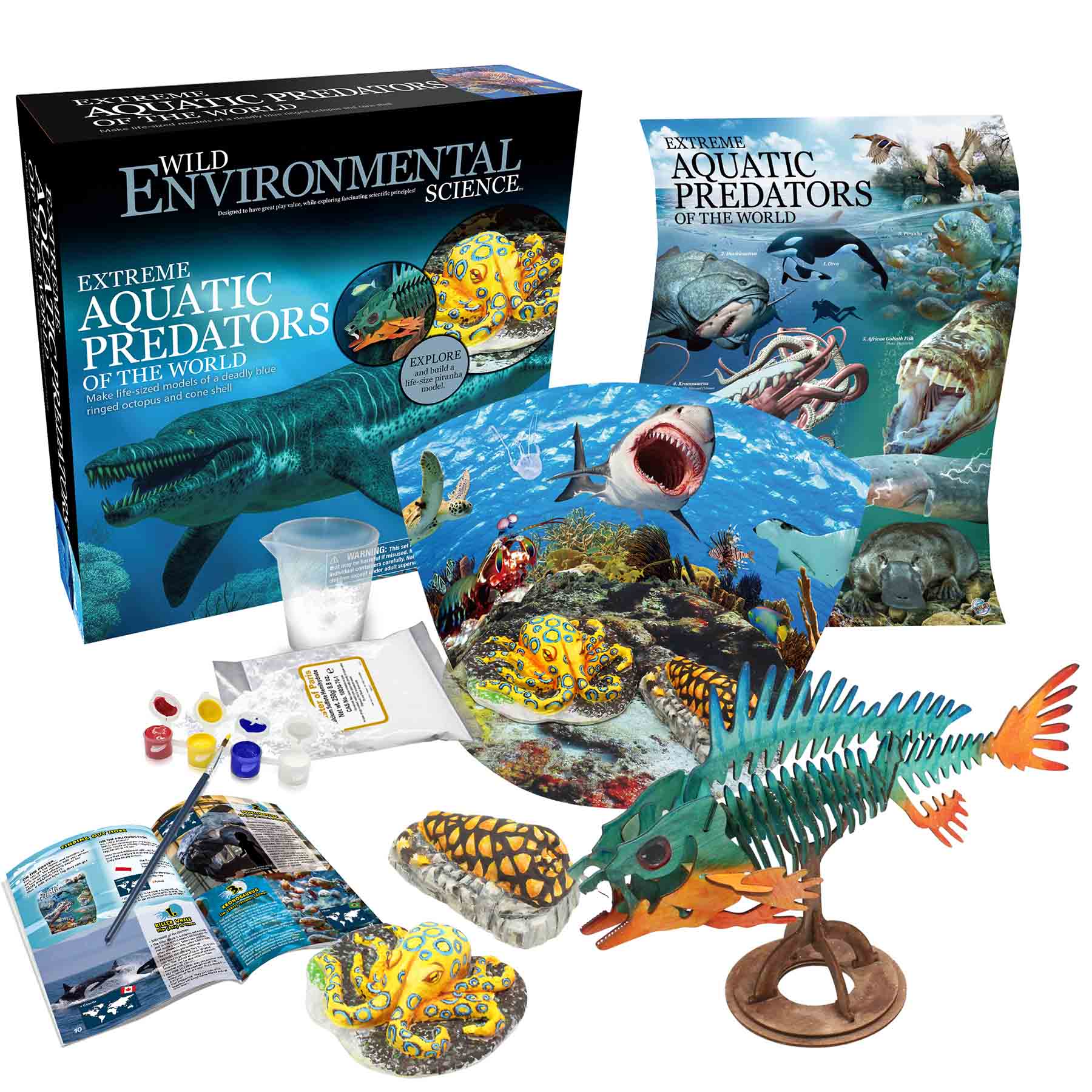 WILD ENVIRONMENTAL SCIENCE Extreme Aquatic Predators of the World - Ages 6+ - Create and Customize Models and Dioramas - Study Extreme Ocean Animals