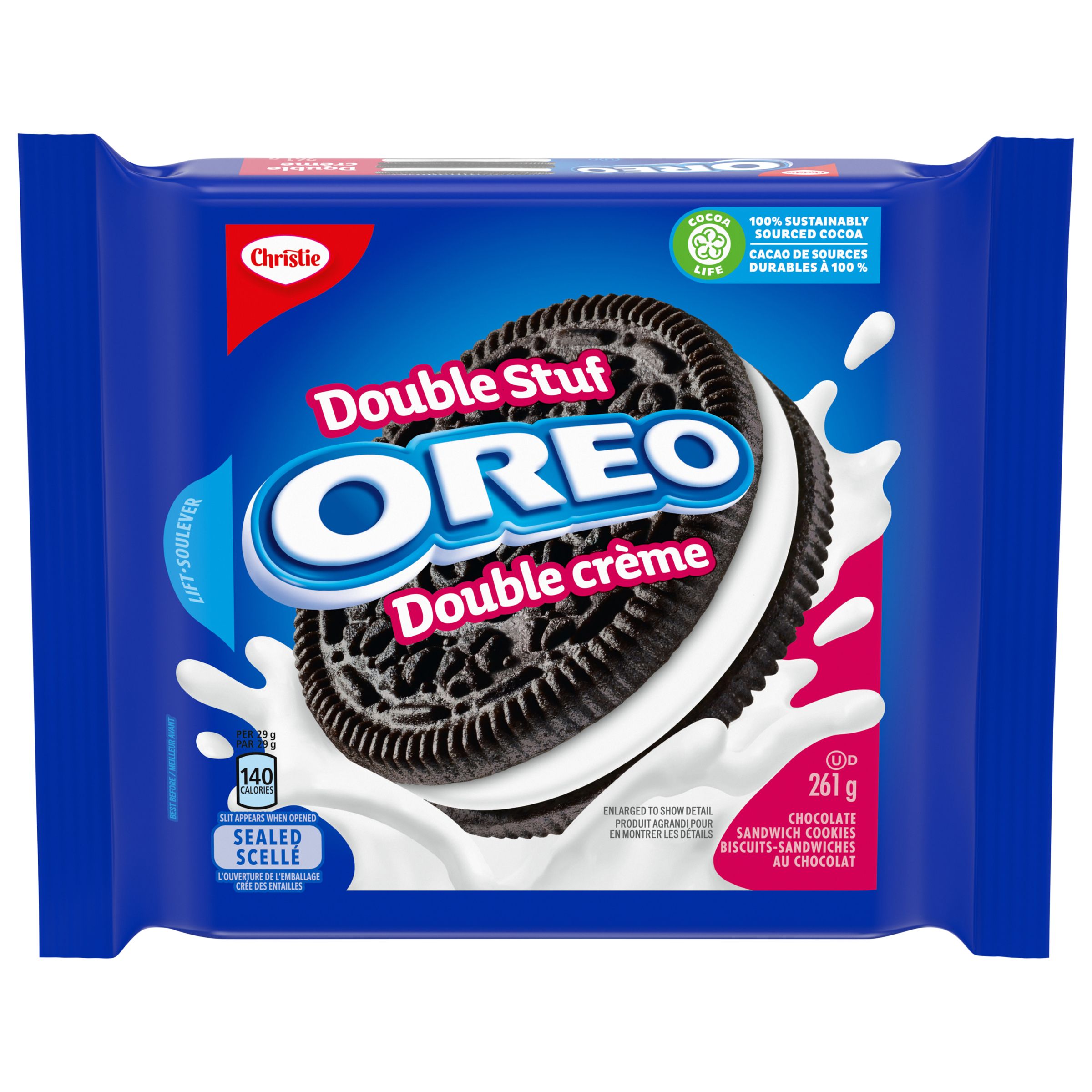 Biscuits-sandwiches OREO Double crème, 1 emballage refermable de 261 g-0