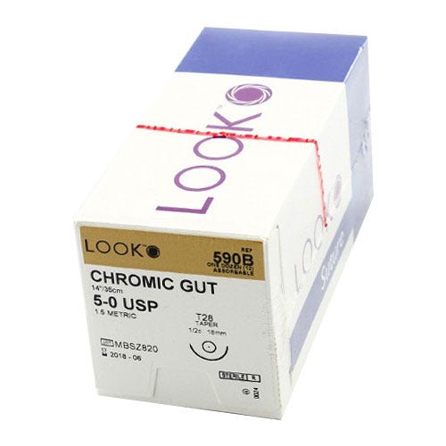 Chromic Gut Suture, 5-0, T-28, Taper Point, 14" - 12/Box