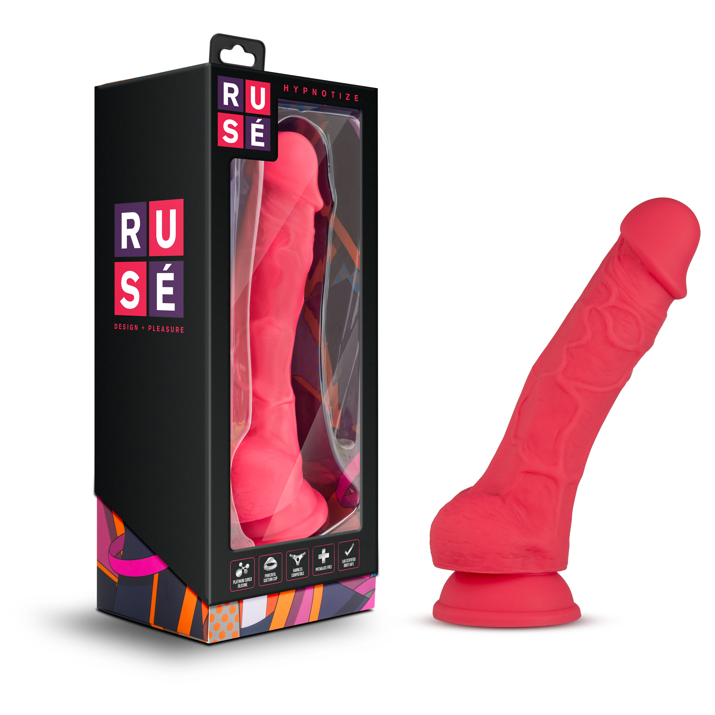 Blush Ruse Hypnotize Realistic G-Spot Cerise 7.5-Inch Long Dildo With Balls & Suction Cup Base