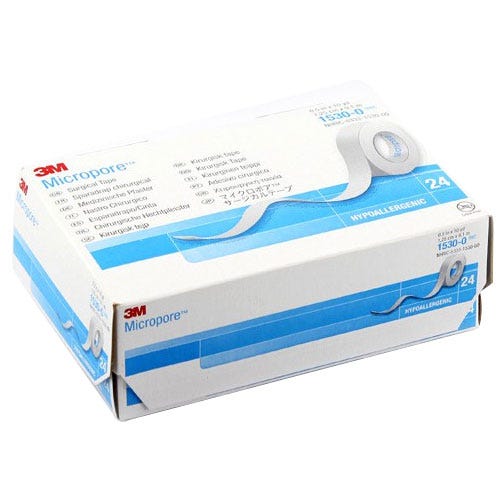 Micropore™ Surgical Tape, White Paper, 1/2" x 10 yds  - 24/Box