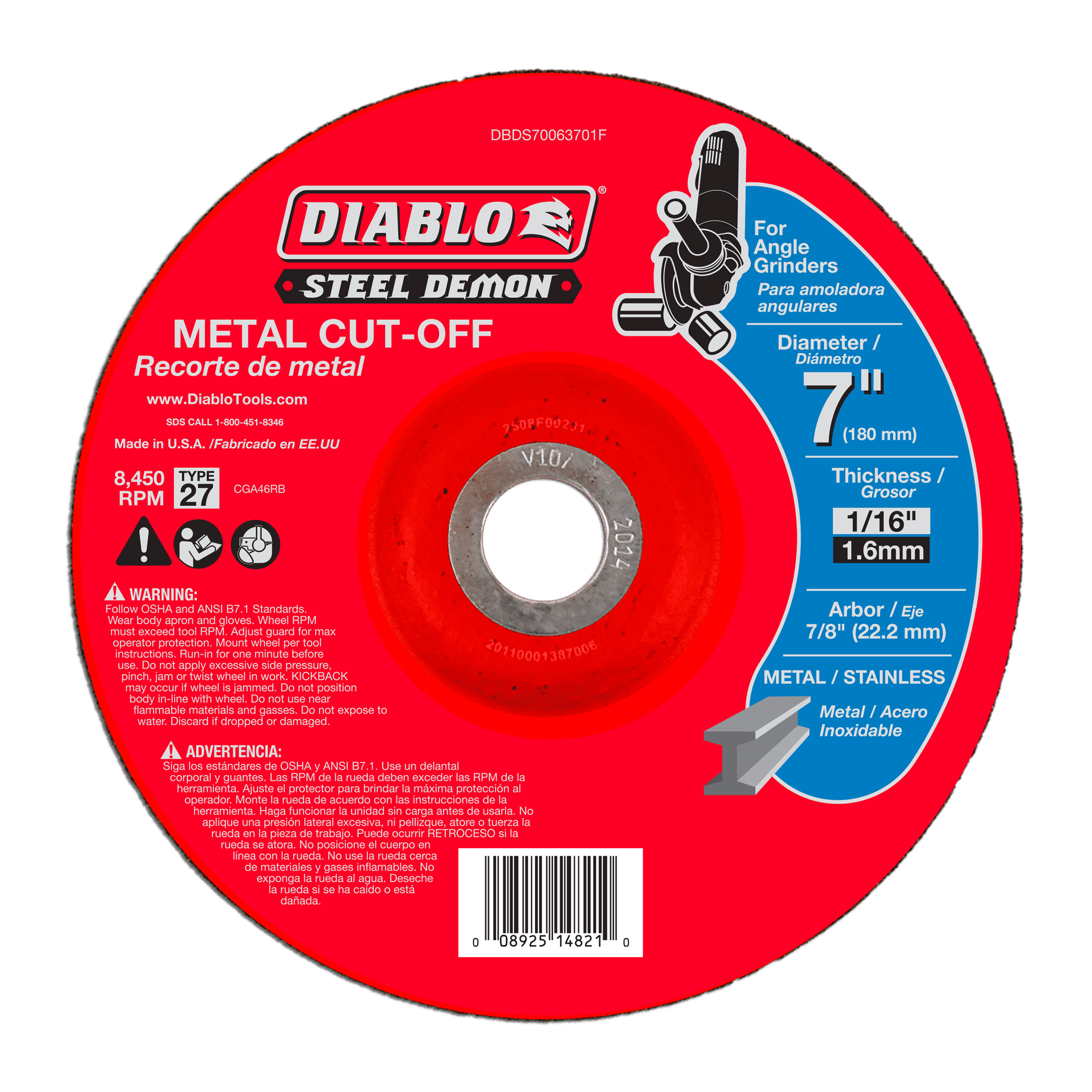 Steel Demon 7 in. Type 27 Metal Cut-Off Disc