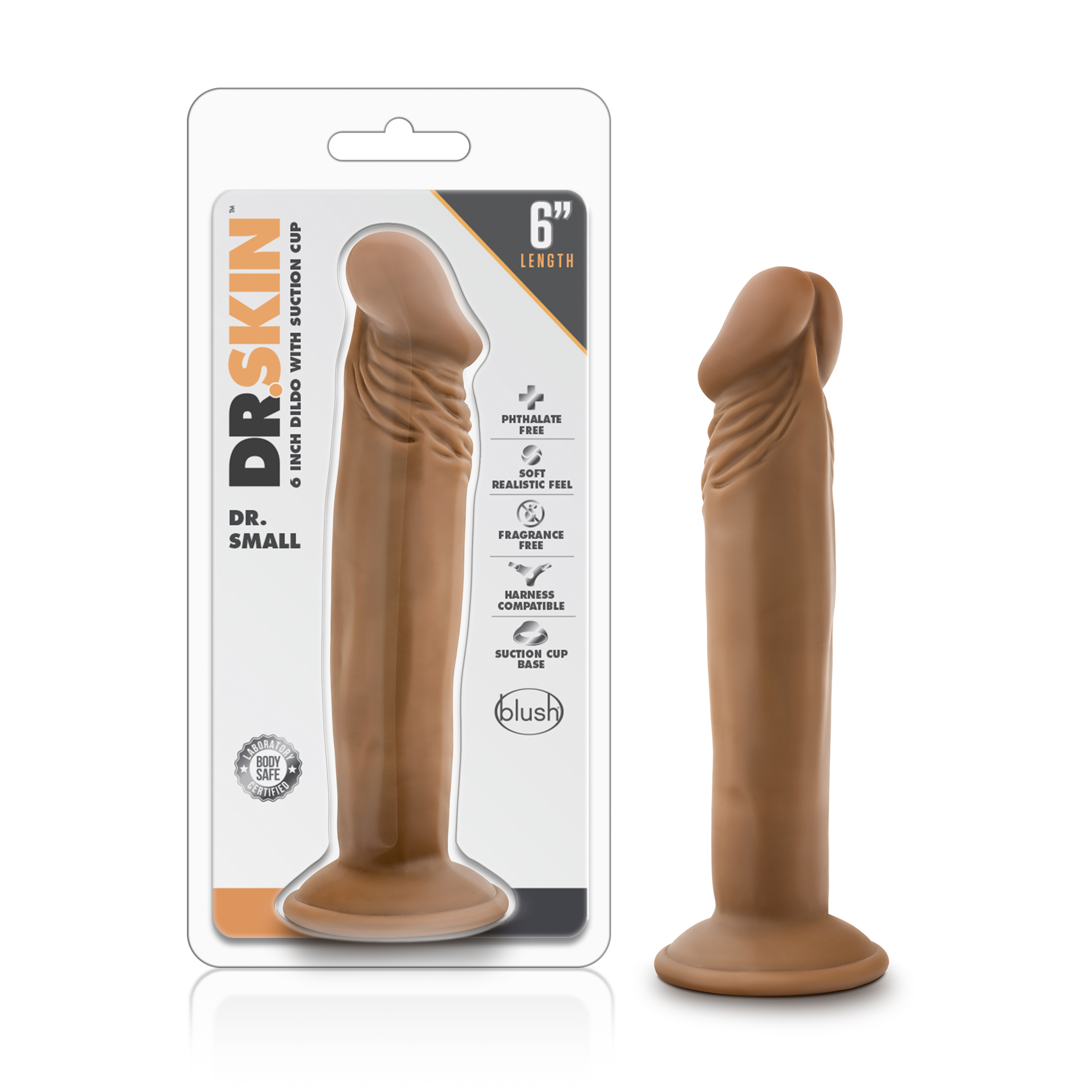 Blush Dr. Skin Dr. Small Realistic Mocha 6.5-Inch Long Dildo With Suction Cup Base