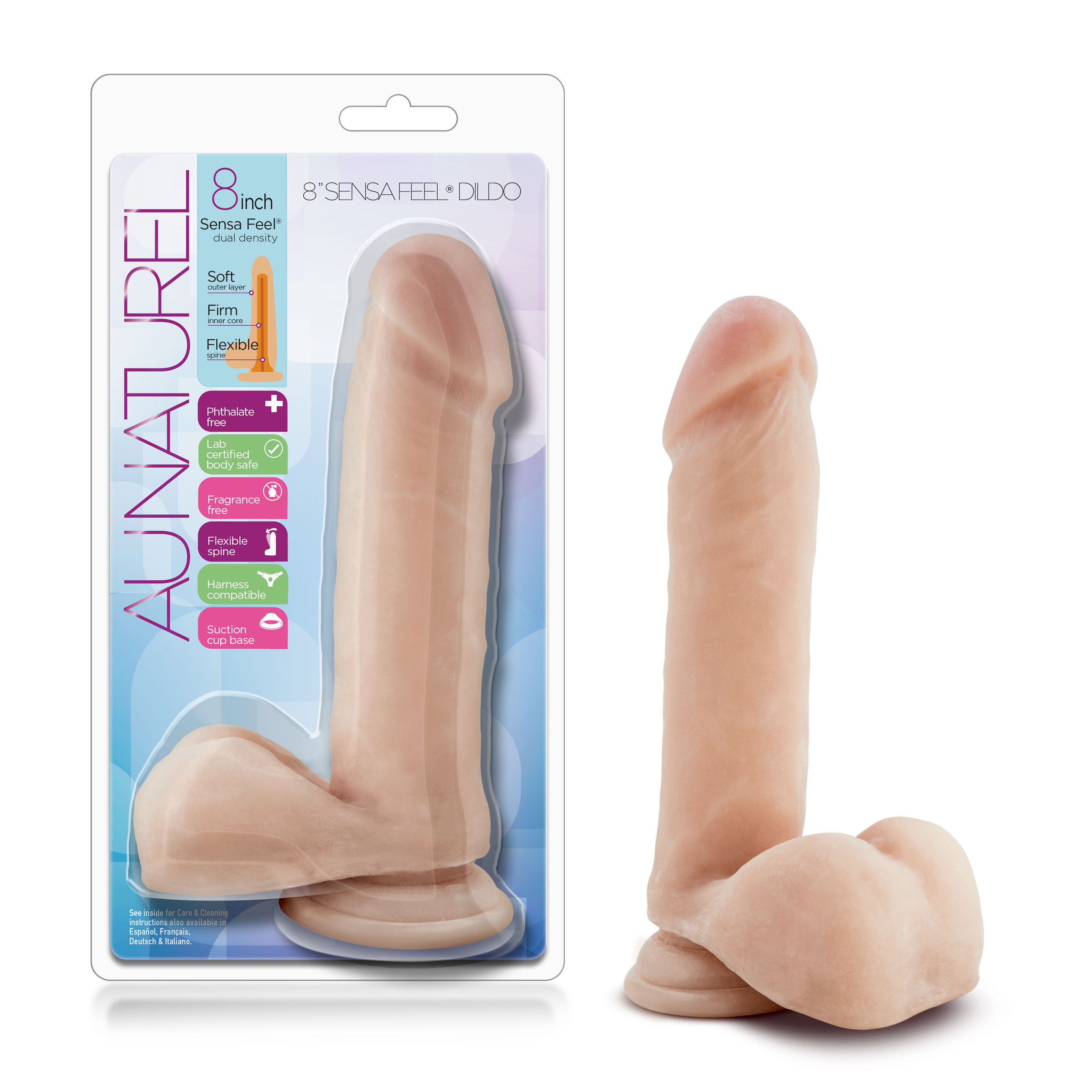 Blush Au Naturel Realistic Beige 8-Inch Long Dildo With Balls & Suction Cup Base