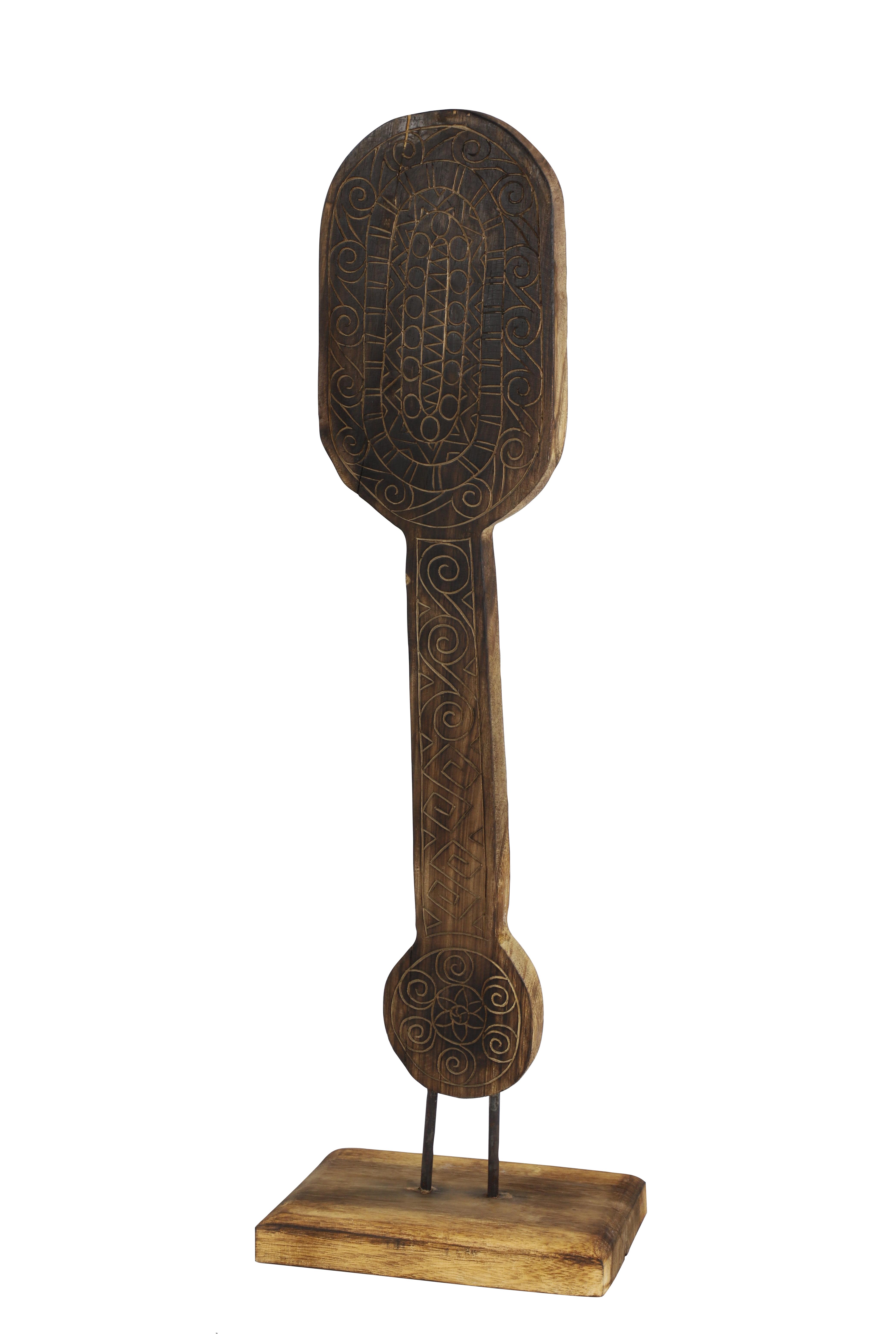 Brown Wood Paddle Sculpture, 11" x 8" x 34"