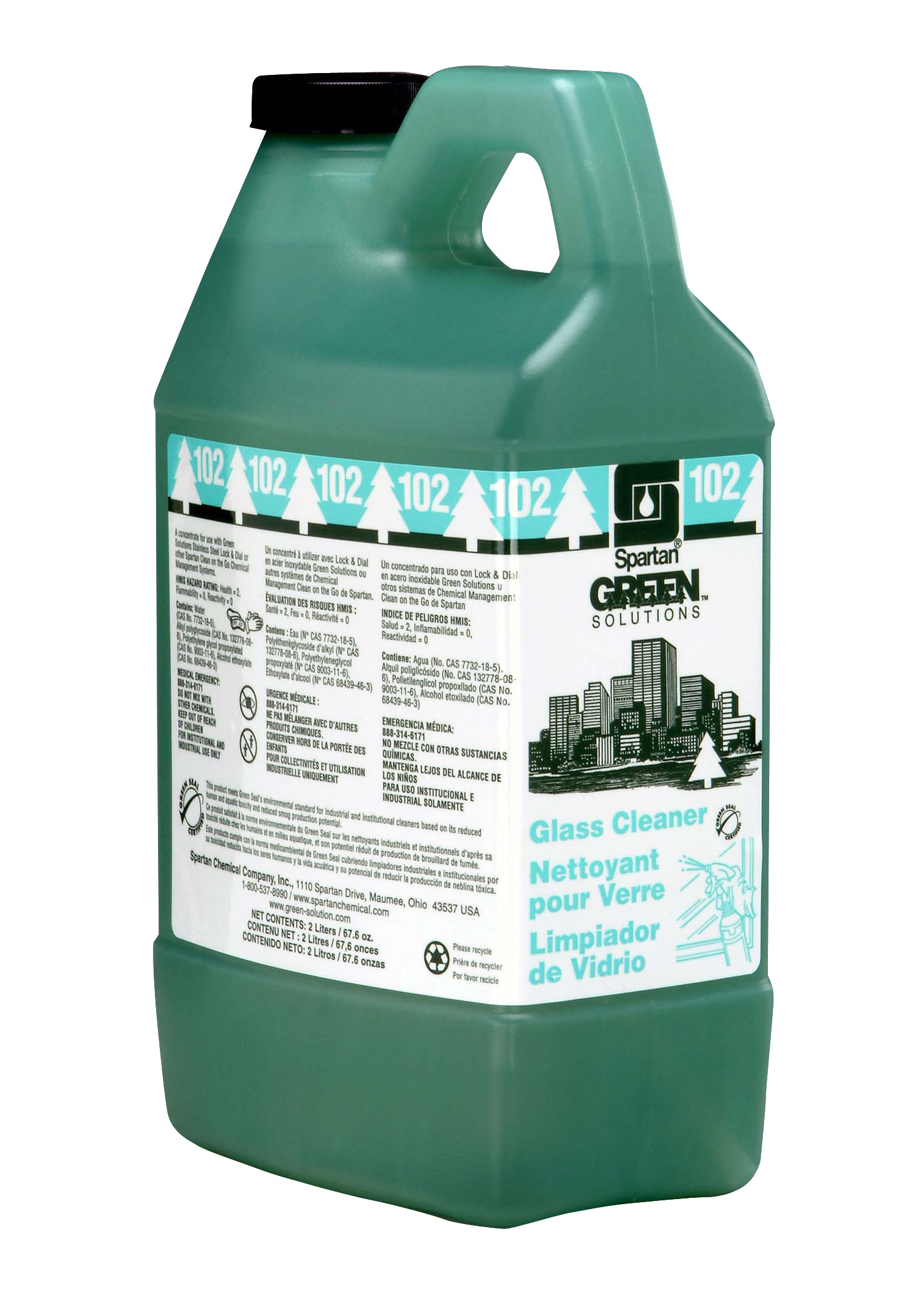 Spartan Chemical Company Green Solutions Glass Cleaner 102, 2 LITER 4/CS