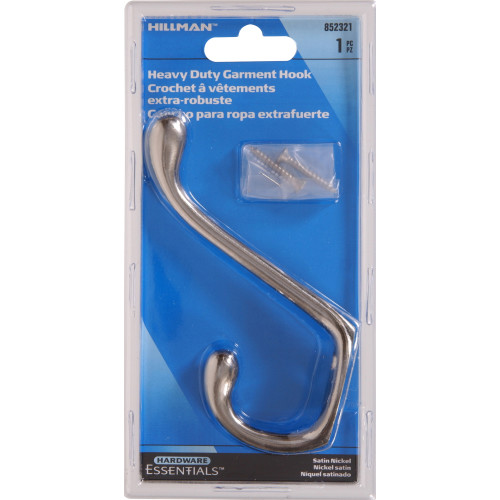 Hardware Essentials Garment Hook Satin Nickel