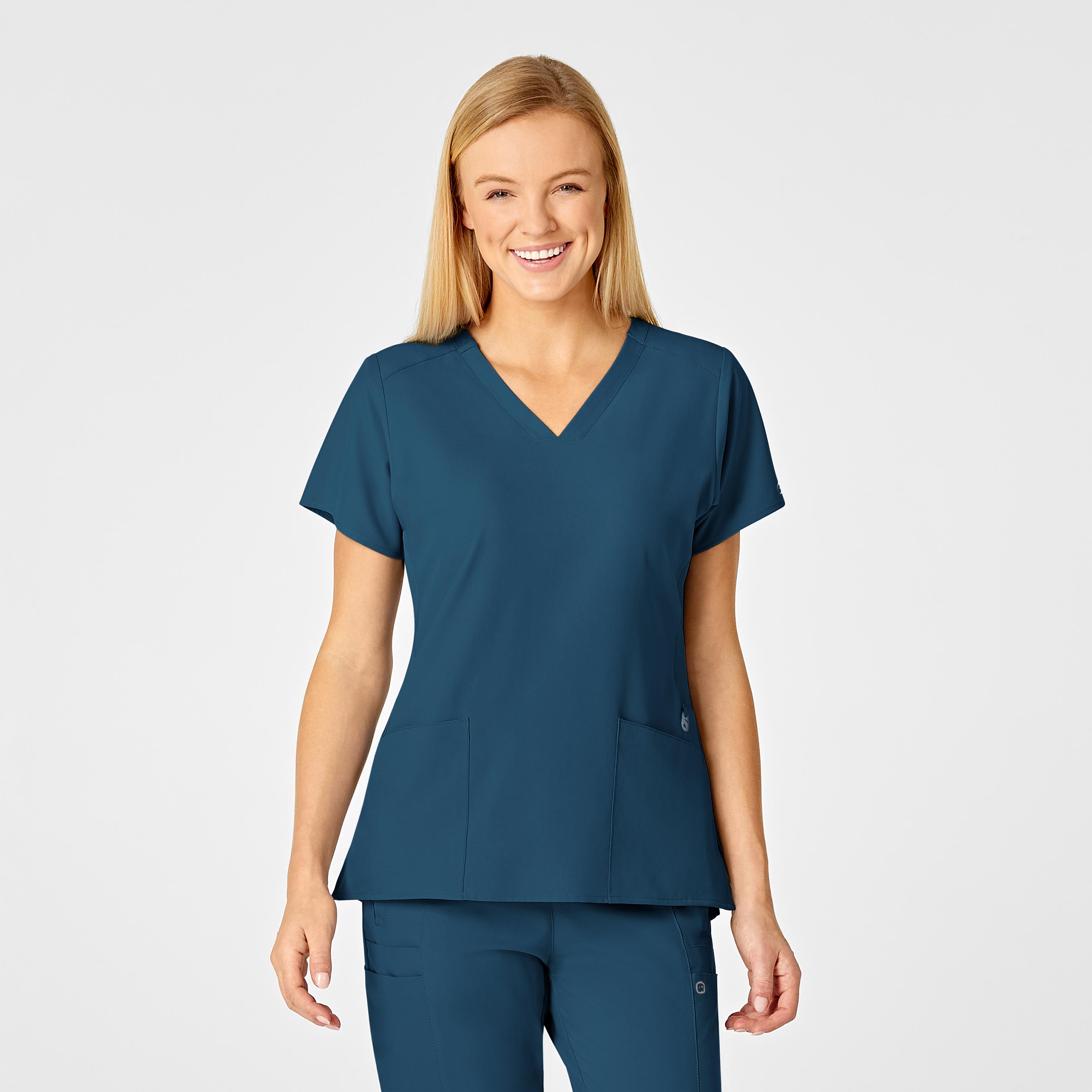 W123 Women&#39;s Flex Back Stylized V&#45;Neck Scrub Top-Wonder Wink