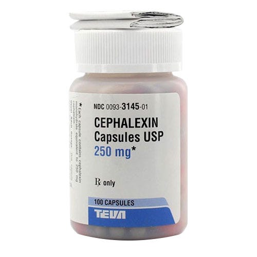 Cephalexin 250mg, 100 Count Capsules - 100/Bottle