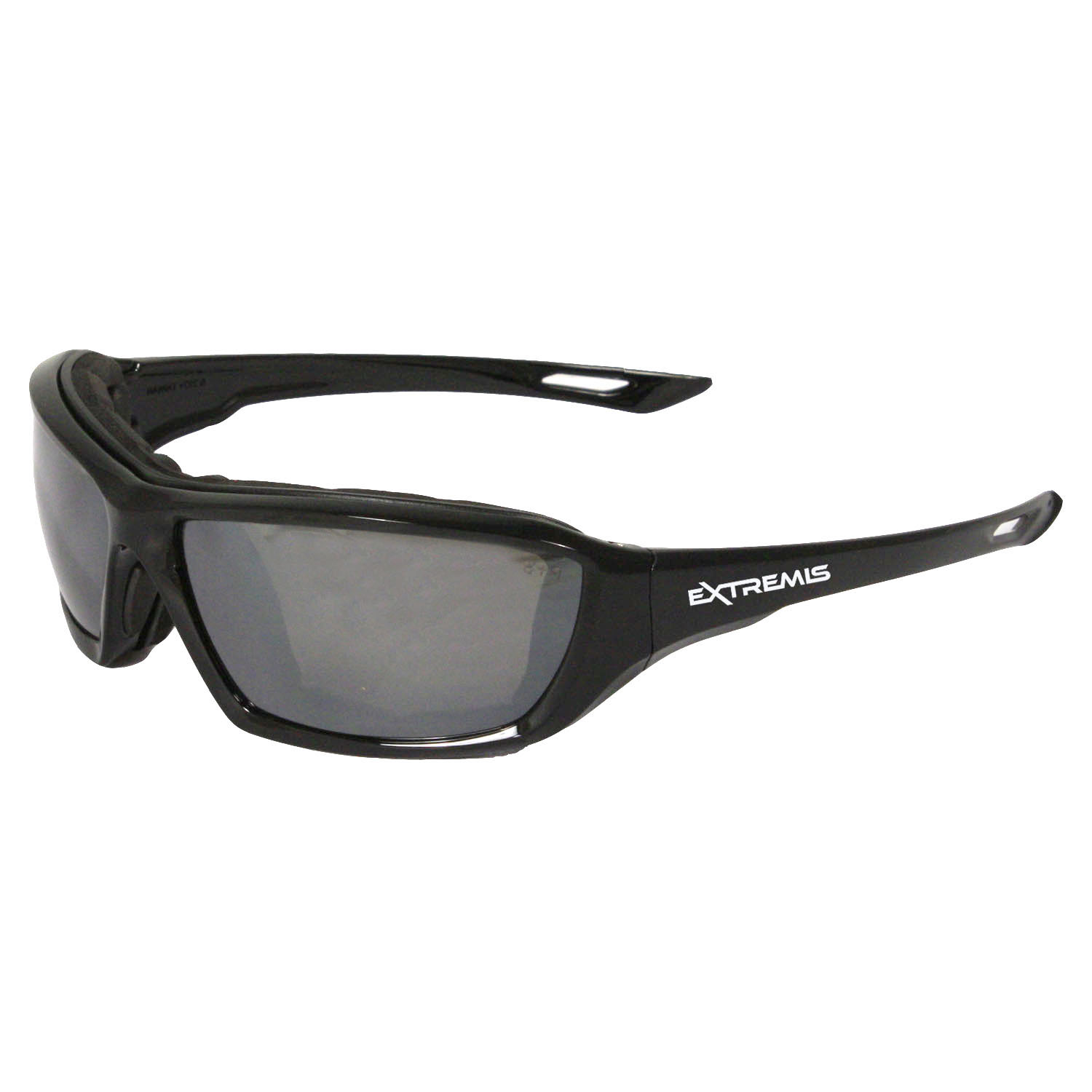 Extremis Safety Eyewear - Black Frame - Silver Mirror Anti-Fog Lens