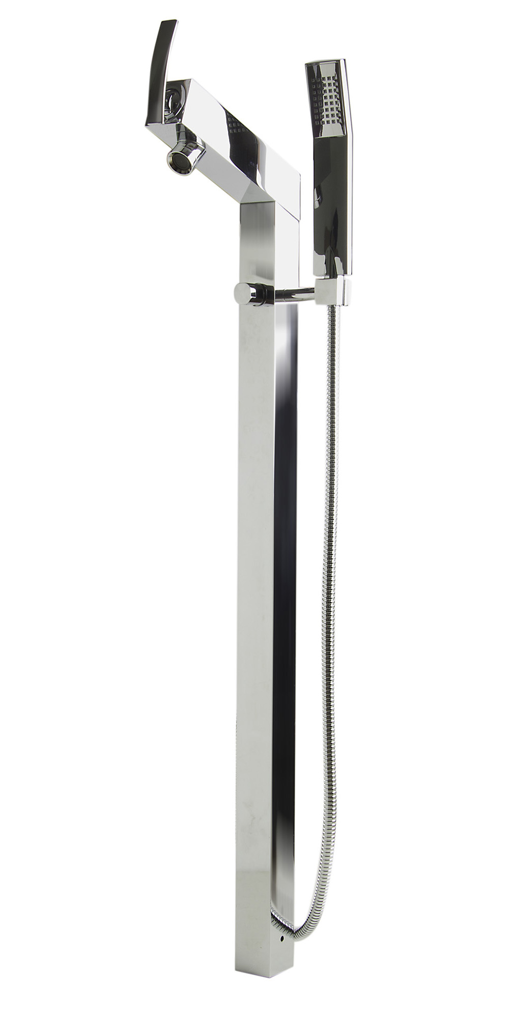 ALFI brand Brass, AB2728-PC Polished Chrome Floor Mounted Tub Filler + Mixer /w additional Hand Held Shower Head
