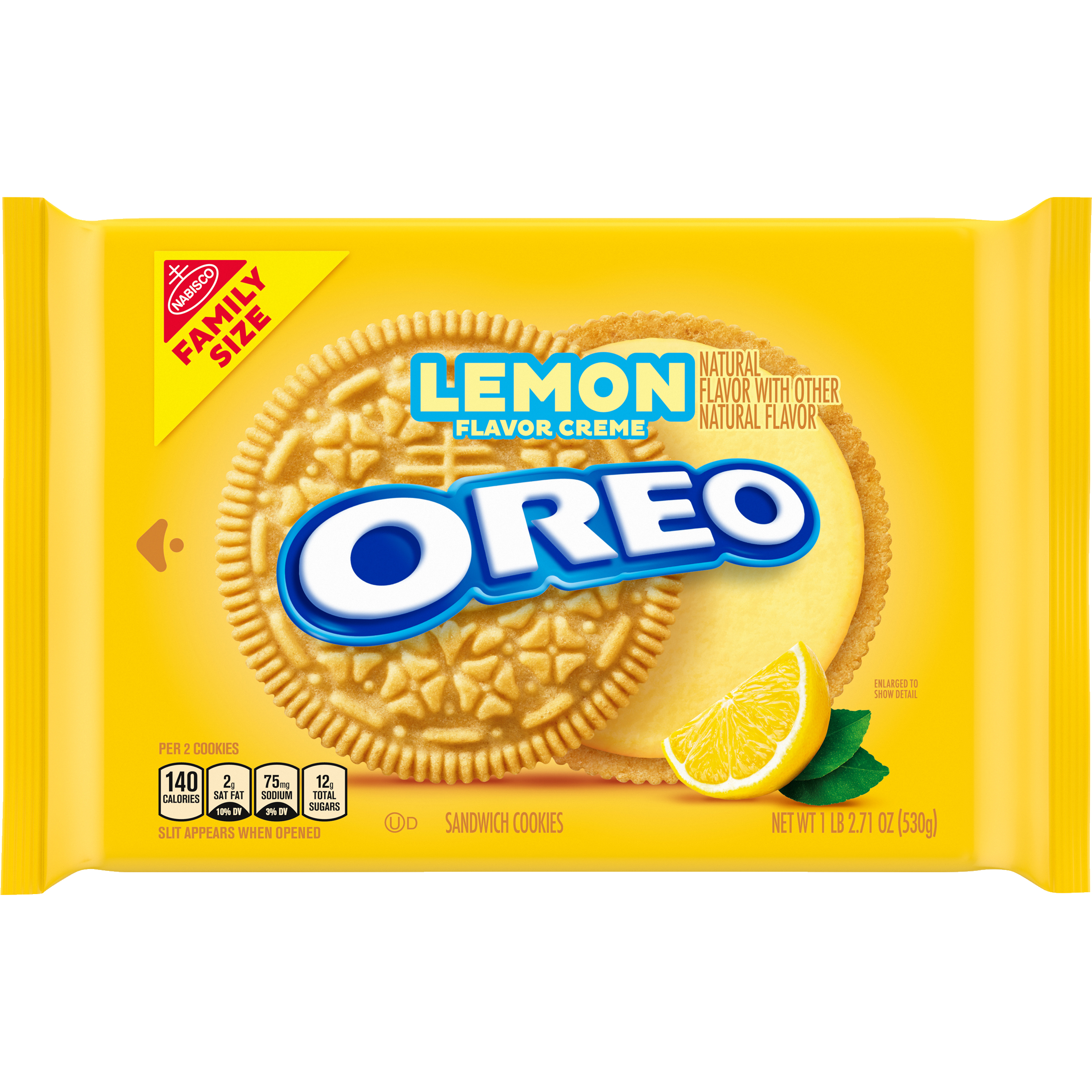 OREO Lemon Creme Sandwich Cookies, Family Size, 18.71 oz-1