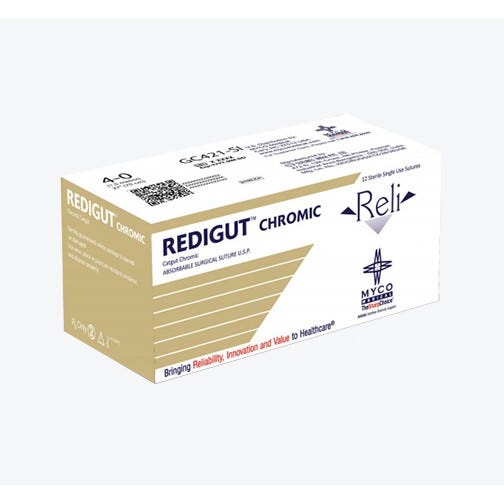 Reli® REDIGUT® Chromic Gut  Sutures, 5-0, YFS-2 (FS-2 or C6), Reverse Cutting, 30" - 12/Box