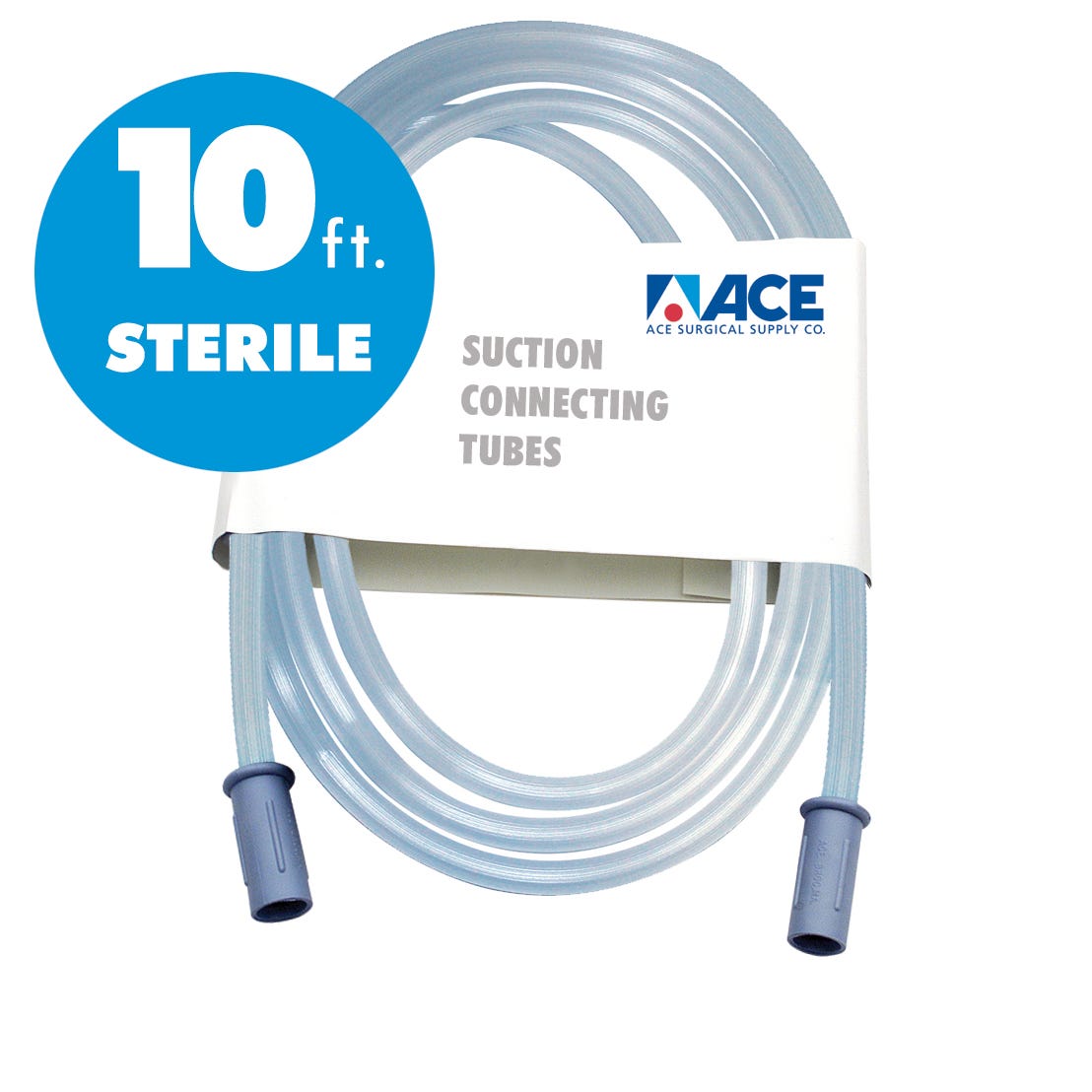 ACE Suction Connection Tubing Sterile - Clear with Blue Tint, 10' long, 1/4" I.D. -20/Case