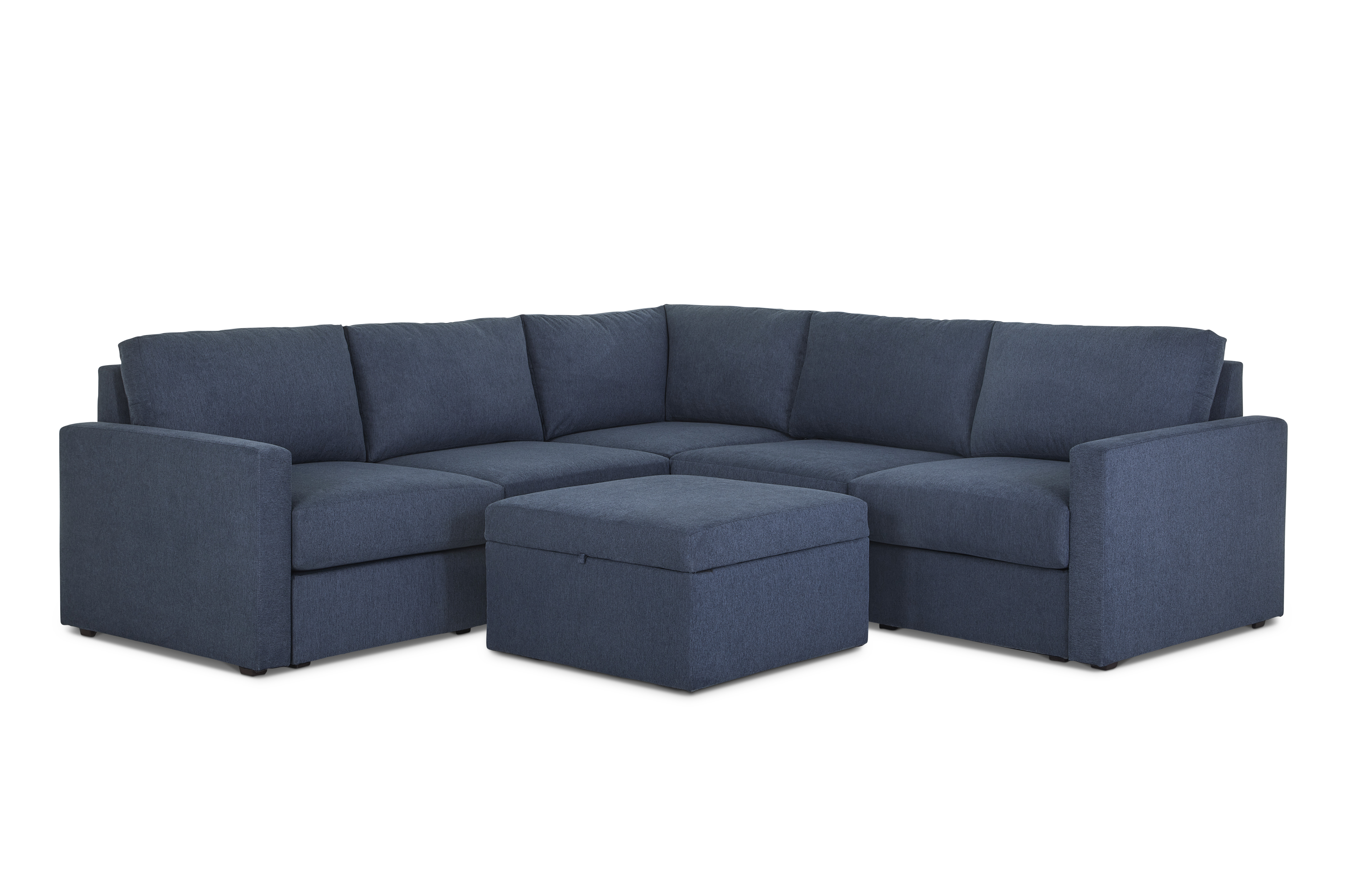 Flexsteel Flex 5-Seat Sectional with Standard Arm and Storage Ottoman