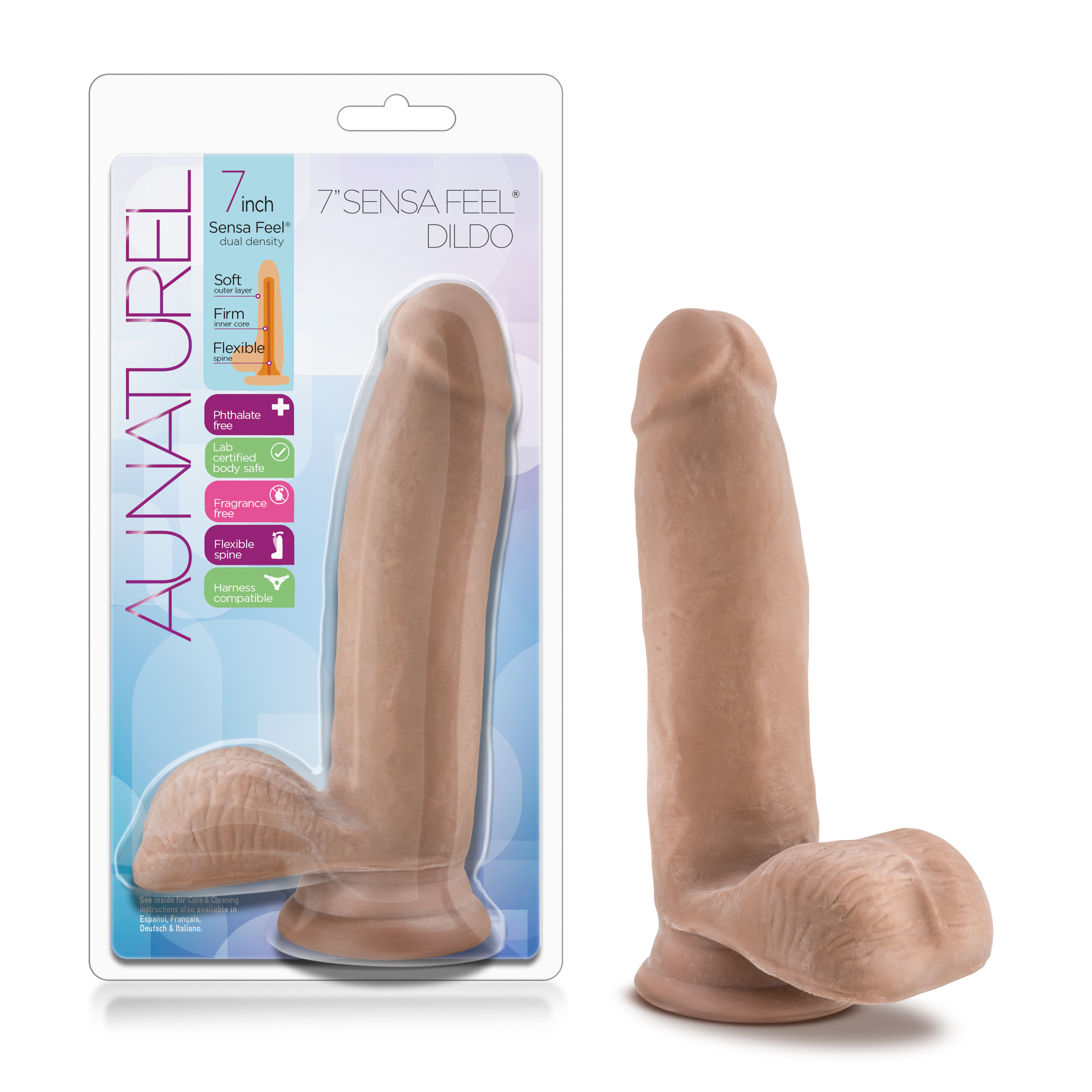 Blush Au Naturel Realistic Latin 7-Inch Long Dildo With Balls & Suction Cup Base