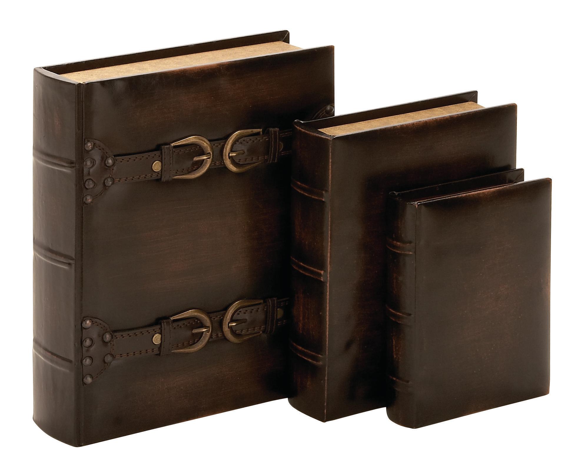 brown wooden  box, set of 3 13", 10", 8"h
