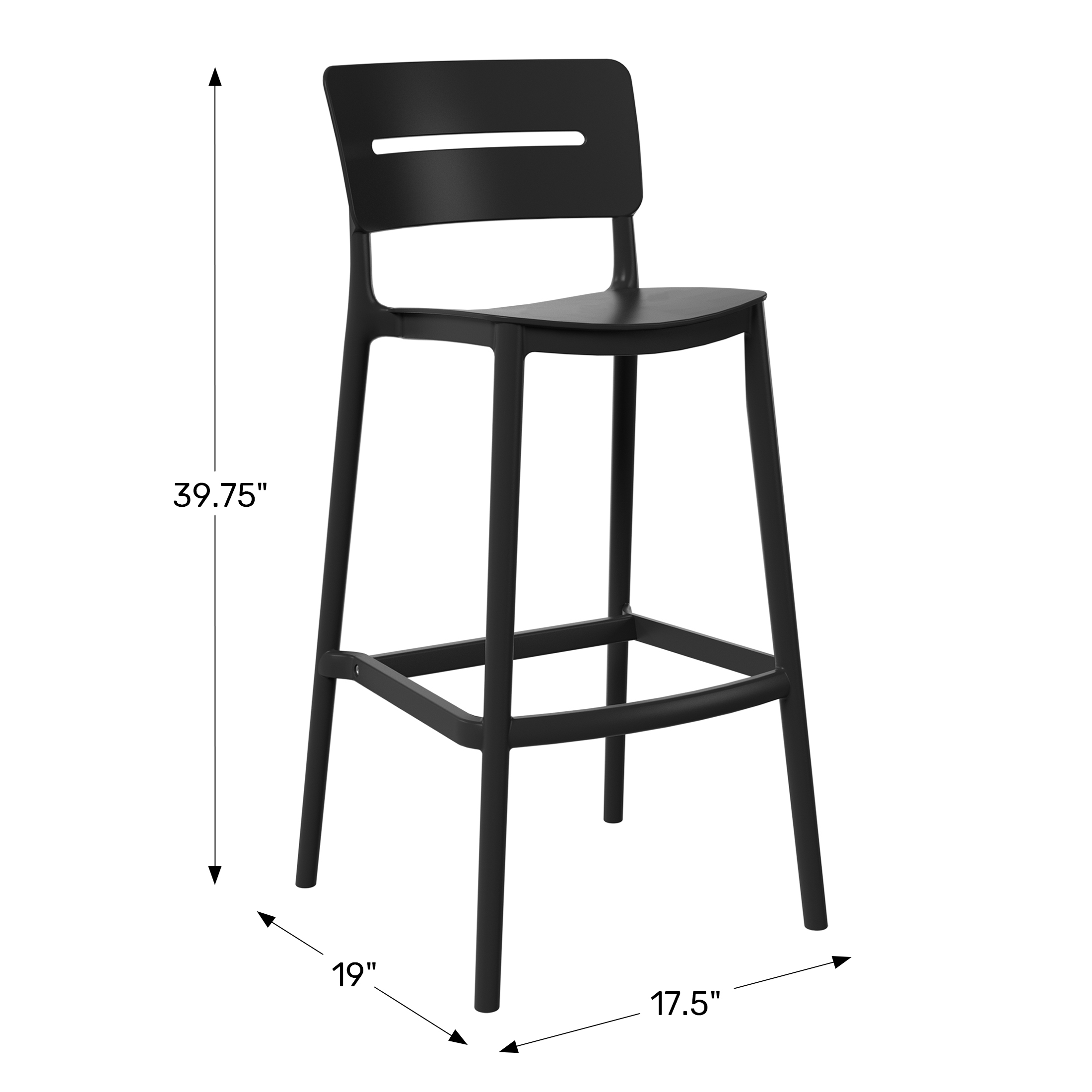 Stackable Polypropylene Resin Plastic Outdoor Patio Bar Stools (Set of 2)WWT Spec Image