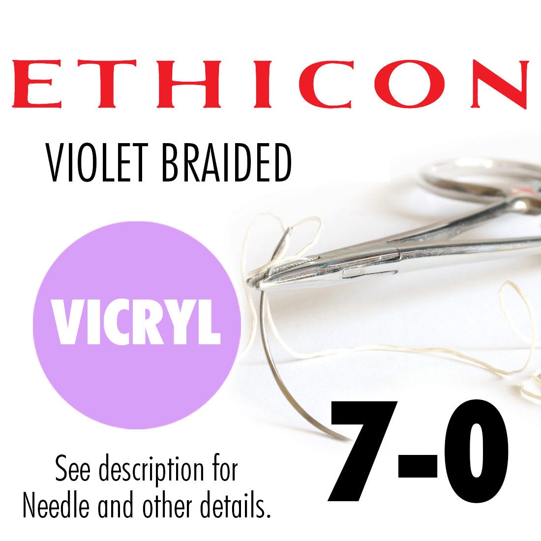 VICRYL® Undyed Braided & Coated Sutures, 7-0 , TG140, Precision Point-Reverse Cutting, 18"- 12/Box