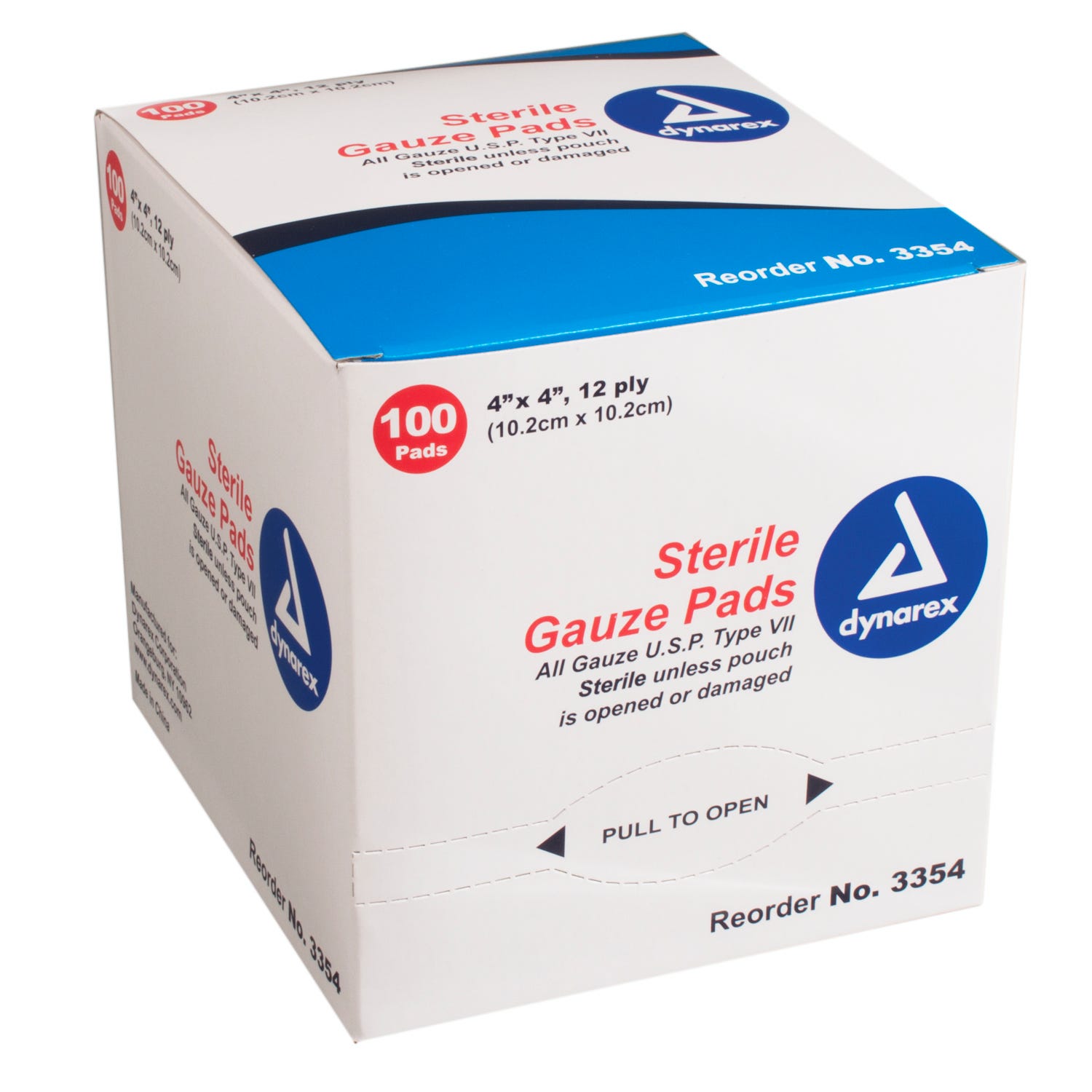 Sterile Gauze Pads - 4" x 4", 12-ply, 100/Box
