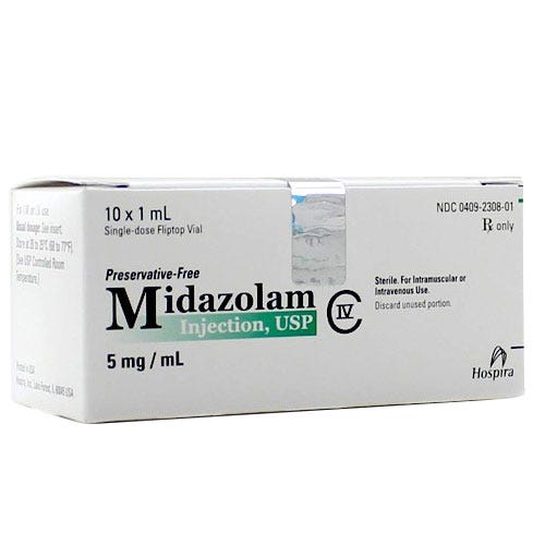 Midazolam 5mg/ml 1ml Single Dose Vial - 10/Box- CIV