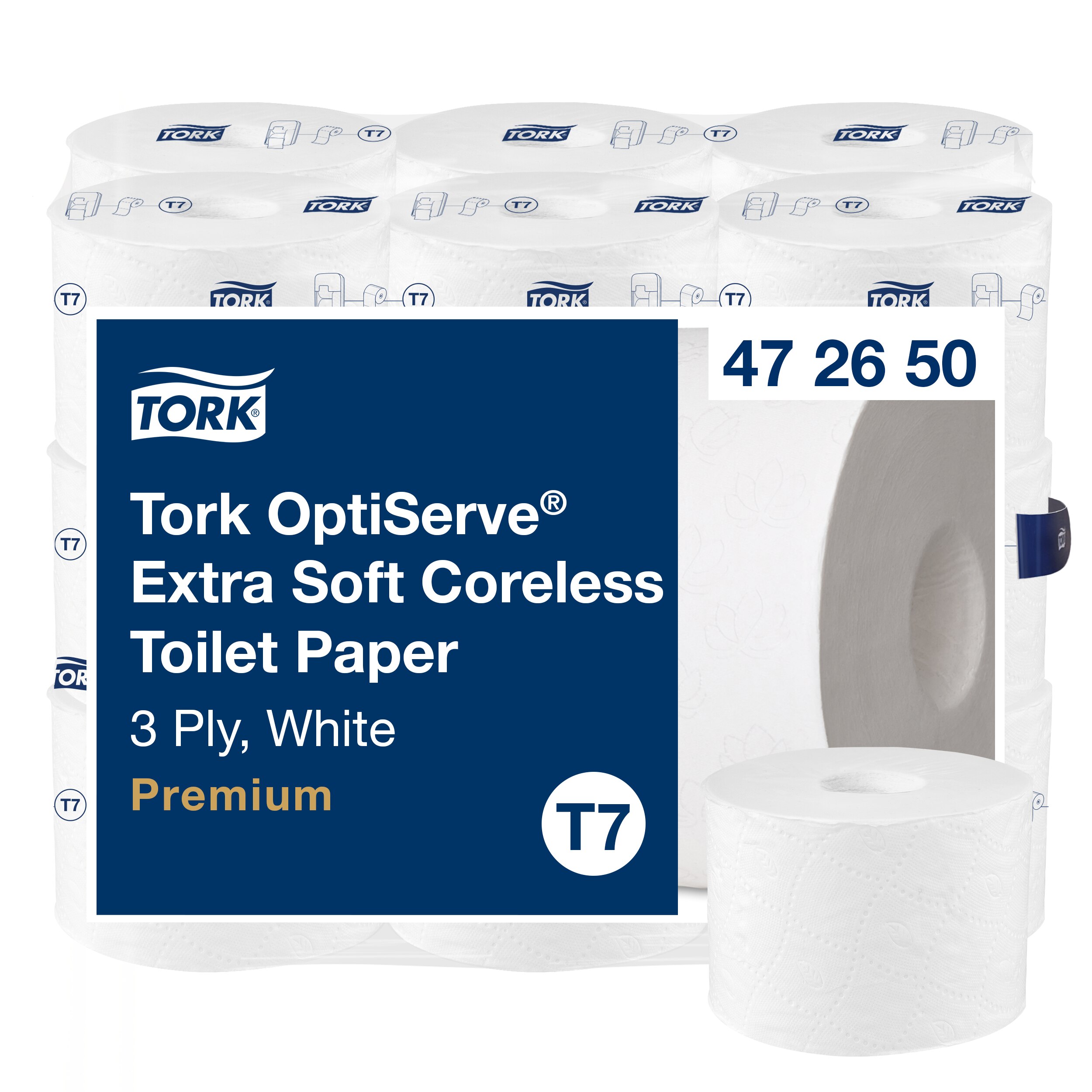 Toiletpapir, Udvendig oprulning, 3 lag, 18 ruller, OptiServe T7