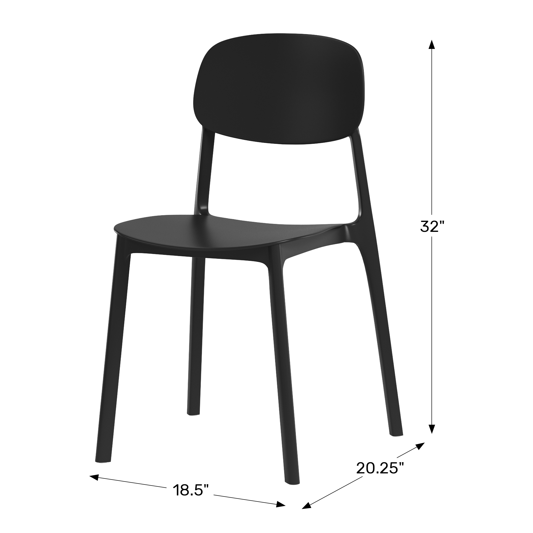 Modern Stackable Polypropylene Plastic Patio Dining Chair (Set of 2)WWT Spec Image