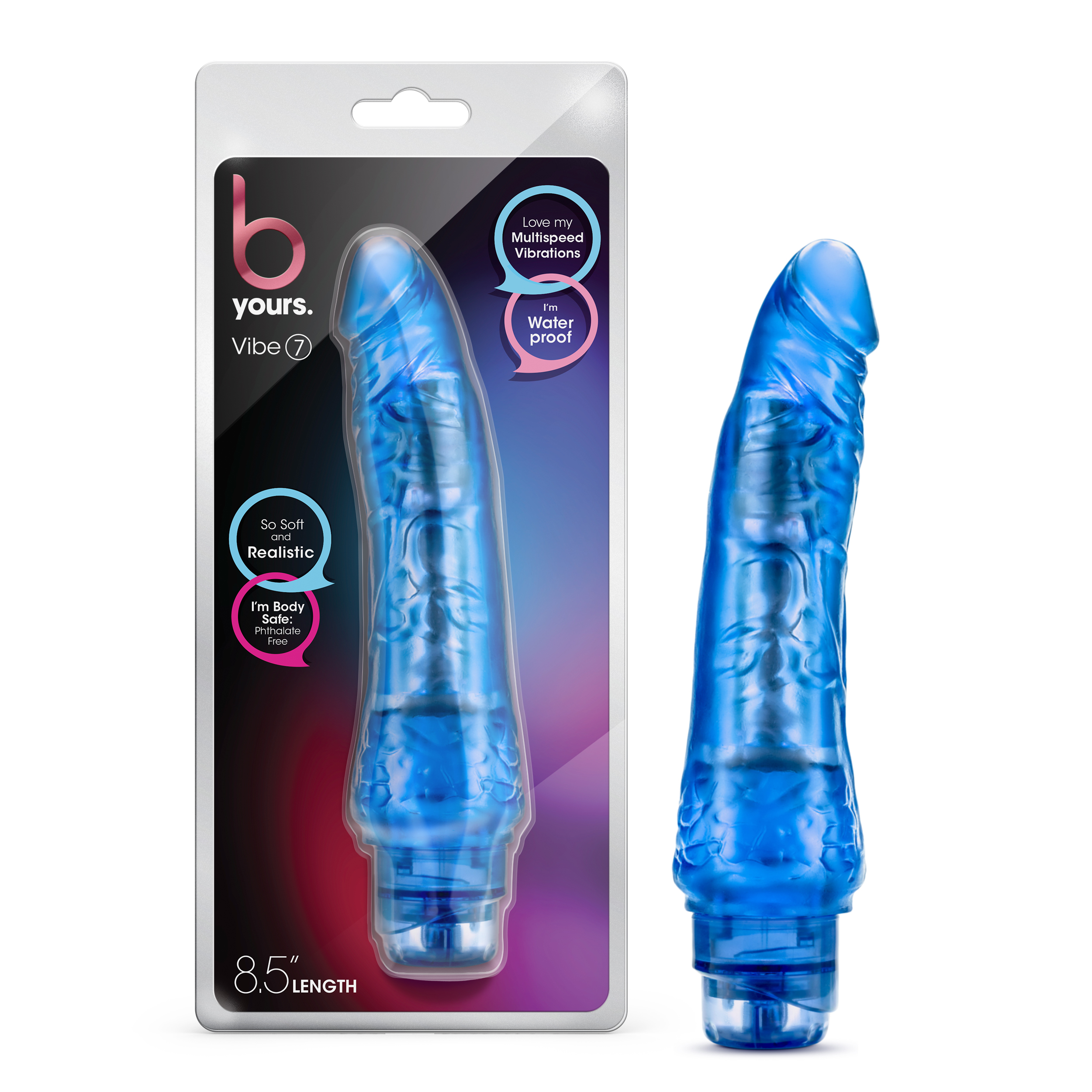 Blush B Yours Vibe 7 Realistic Blue 8.5-Inch Long Vibrating Dildo