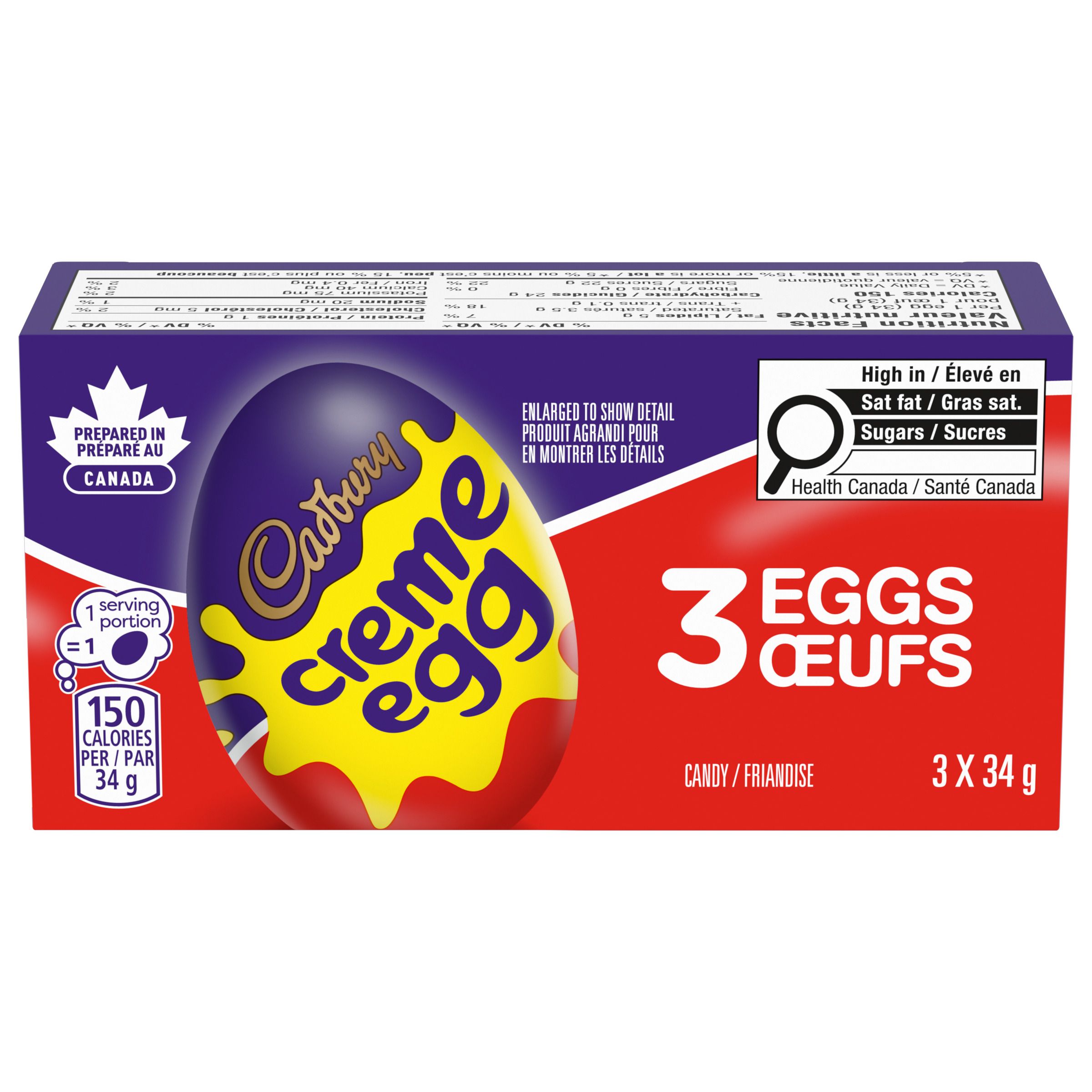 Cadbury Creme Eggs Milk Chocolate with Soft Fondant Centre Candy (3 Pieces, 102 g)-thumbnail-1
