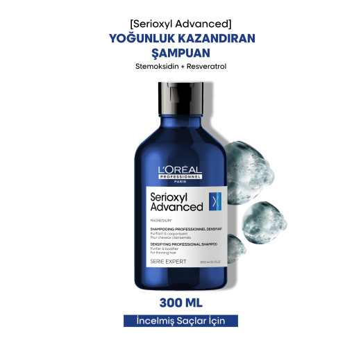 serioxyl advanced incelmiş saç telleri için yoğunluk kazandıran şampuan