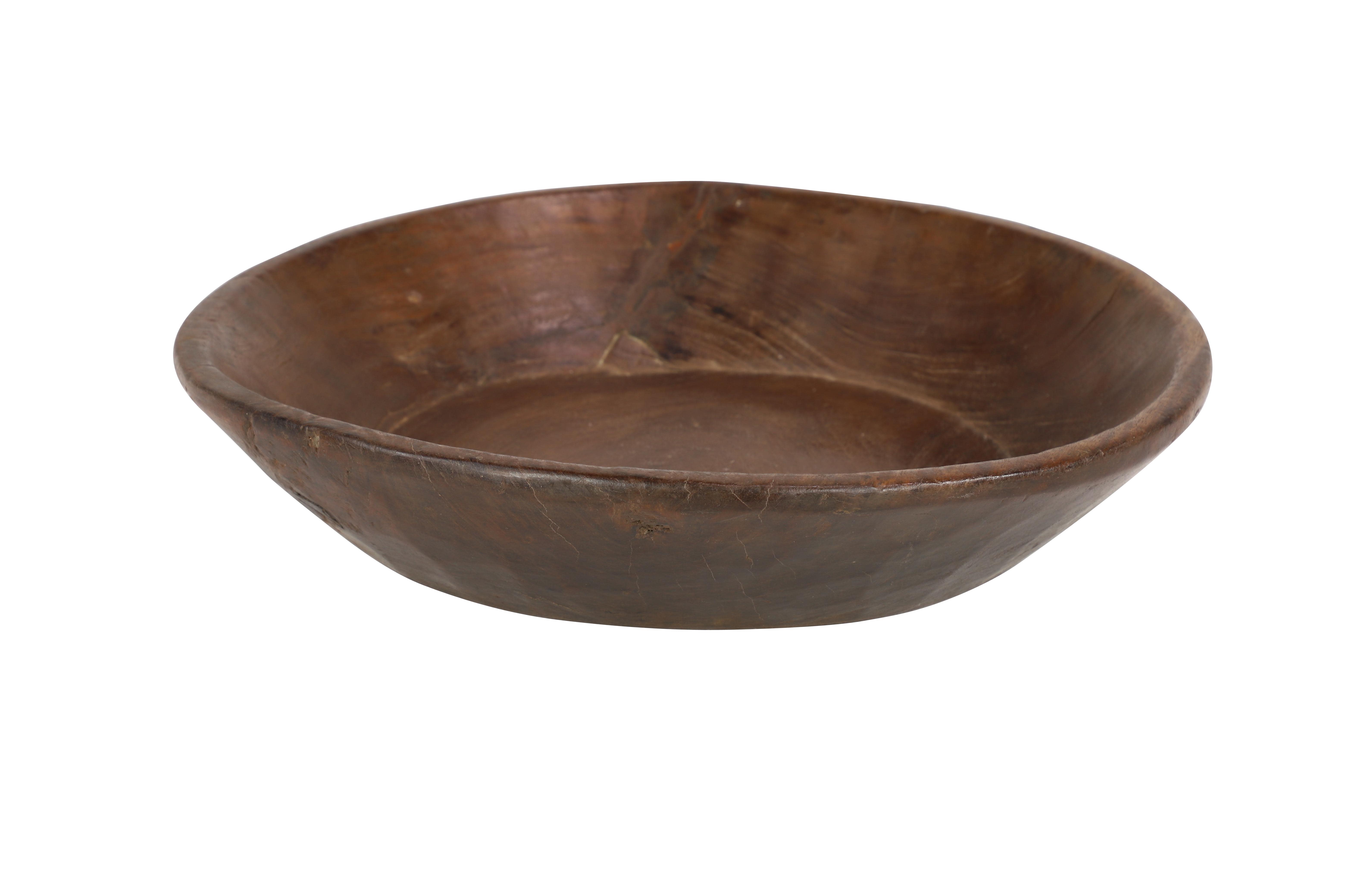 Brown Wood Decorative Bowl 17" x 17" x 3"