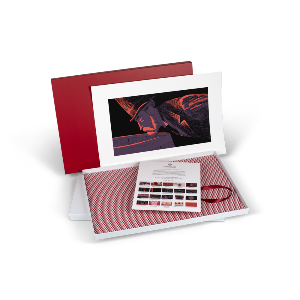 THE MACALLAN RED COLLECTION ART PRINTS, RODERICK KEMP NOSING A SHERRY SEASONED OAK CASK