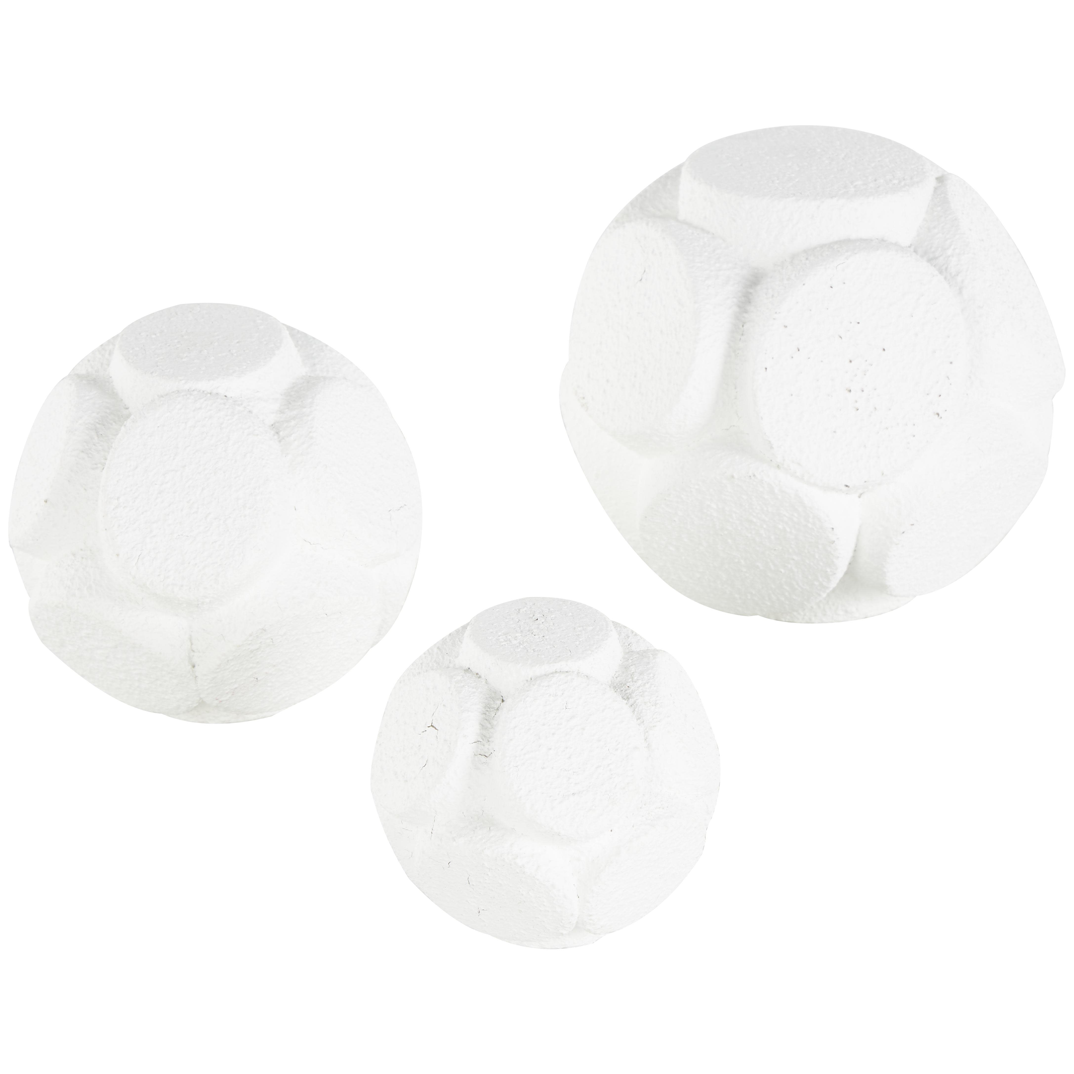 ( 8 sets) White Resin  Textured Decorative Orbs & Vase Filler with Varying Sizes, 5\", 4\", 3\"H