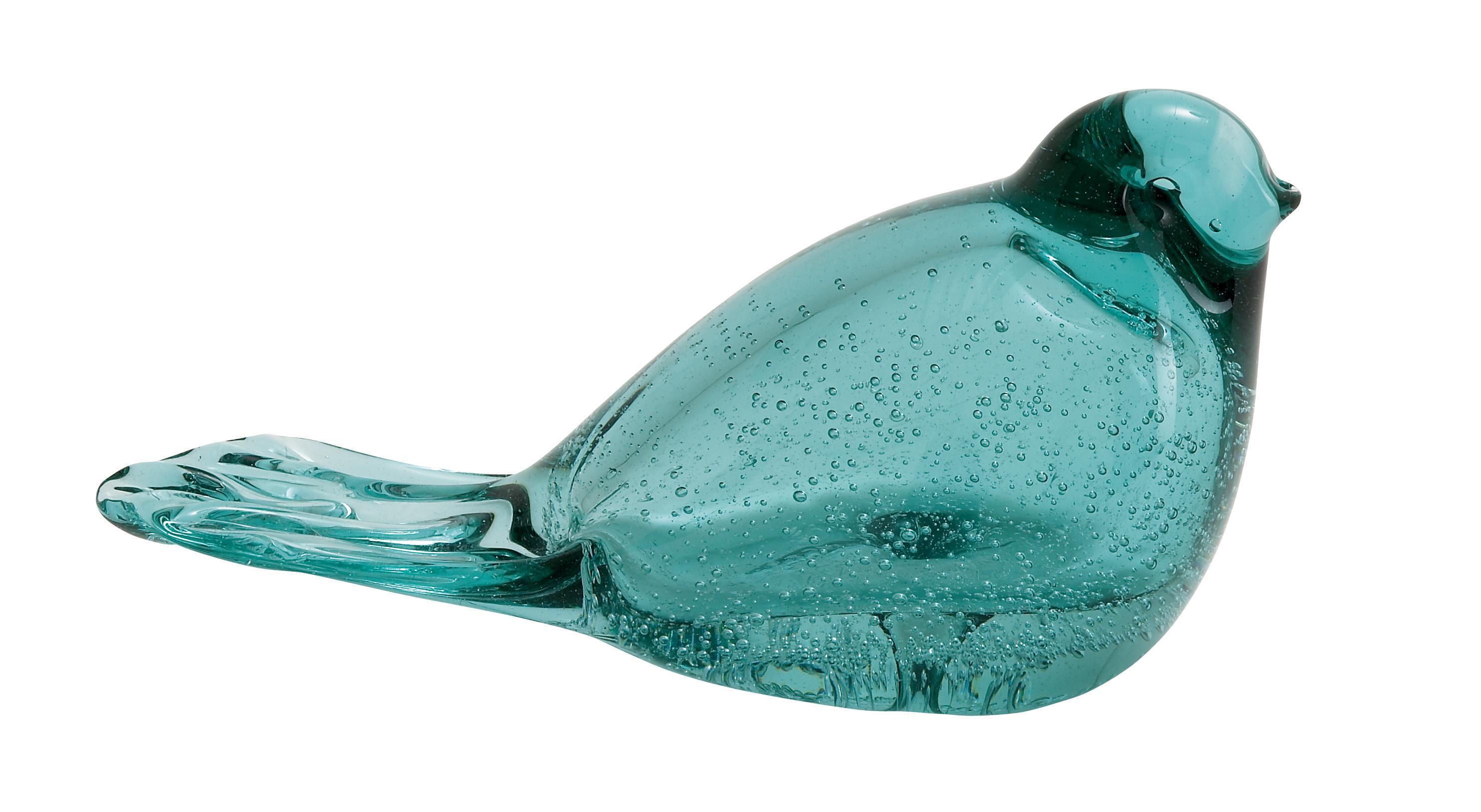 Teal Glass Bird Sculpture, 10" x 4" x 3"