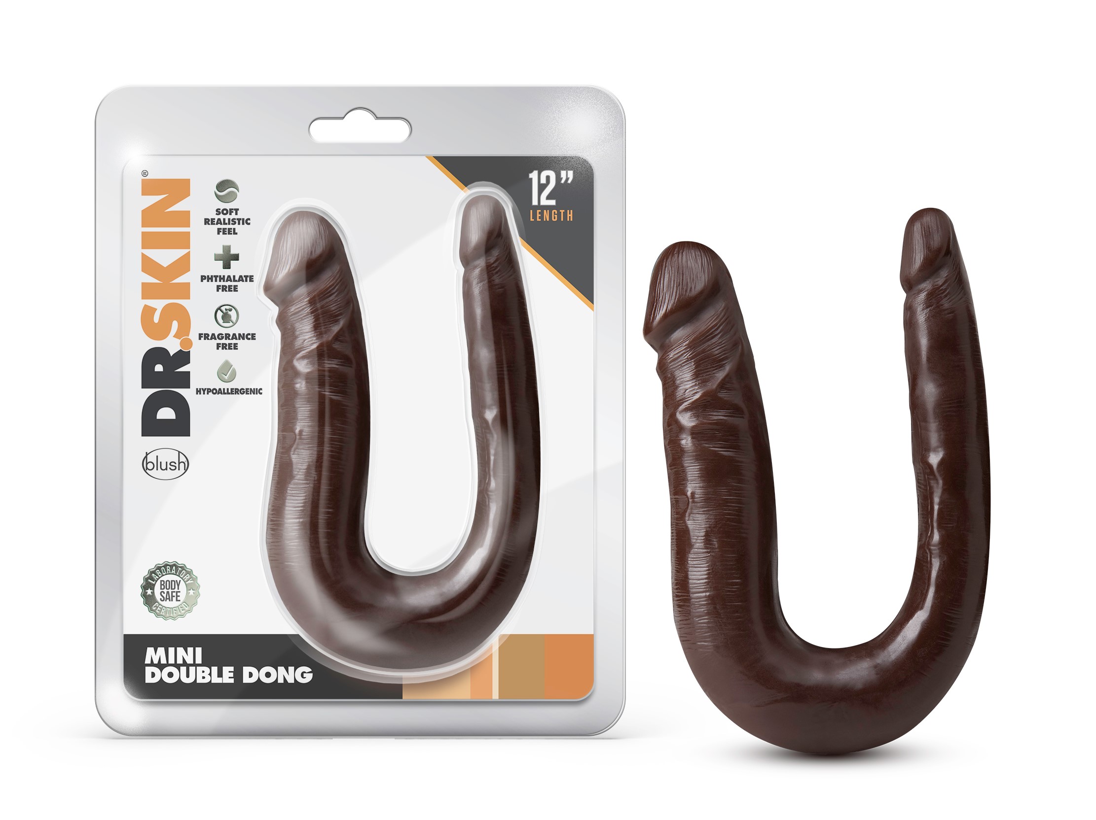 Blush Dr. Skin Mini Double Dong Chocolate 12.5-Inch Long Double Dildo