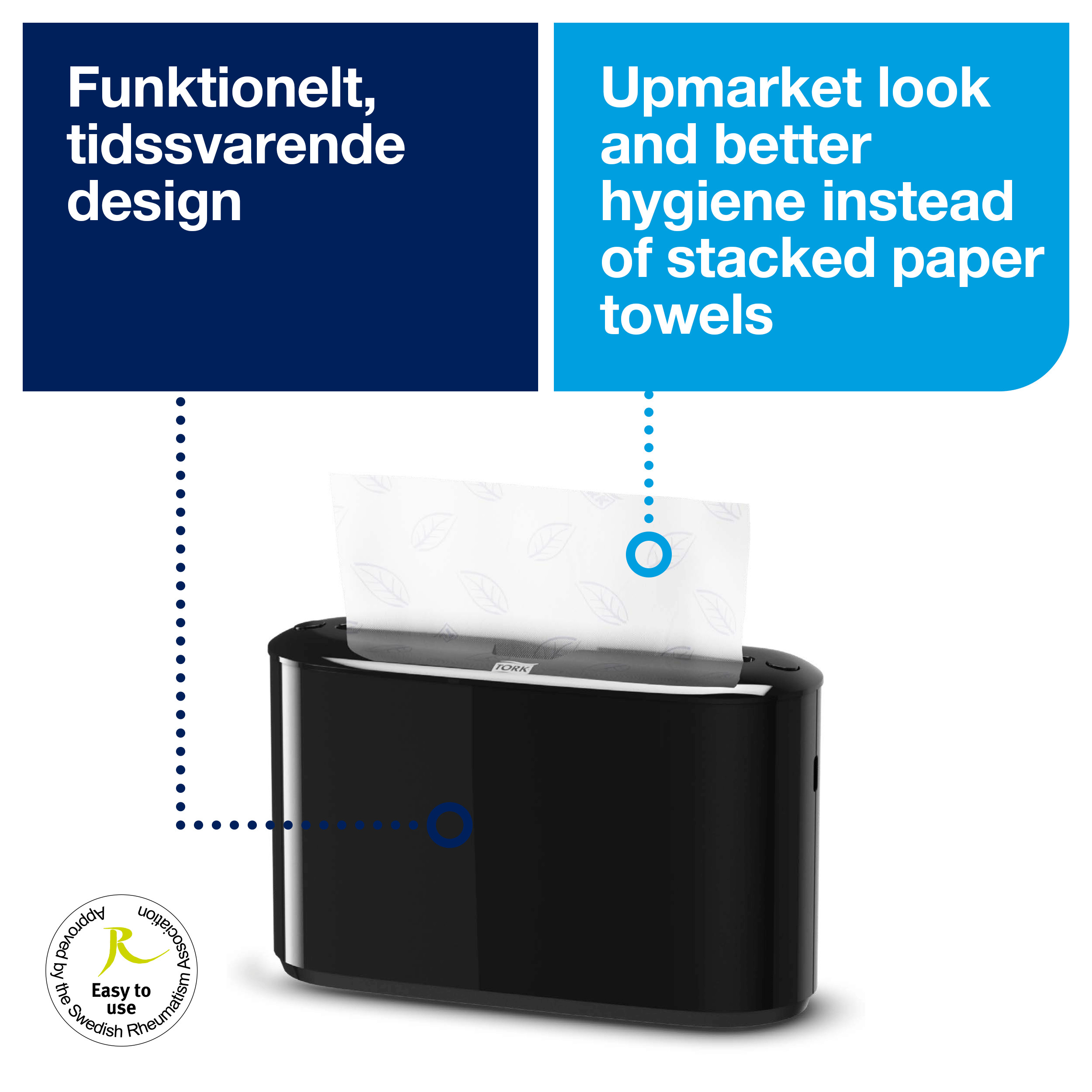 Håndklædedispenser, Til håndklædeark, Multifold, Sort, Tork Xpress H2