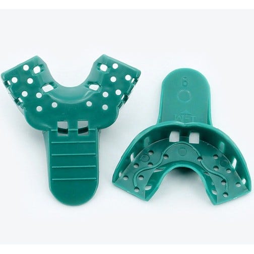 Impression Tray # 9 Perforated Anterior Green - 12/Bag