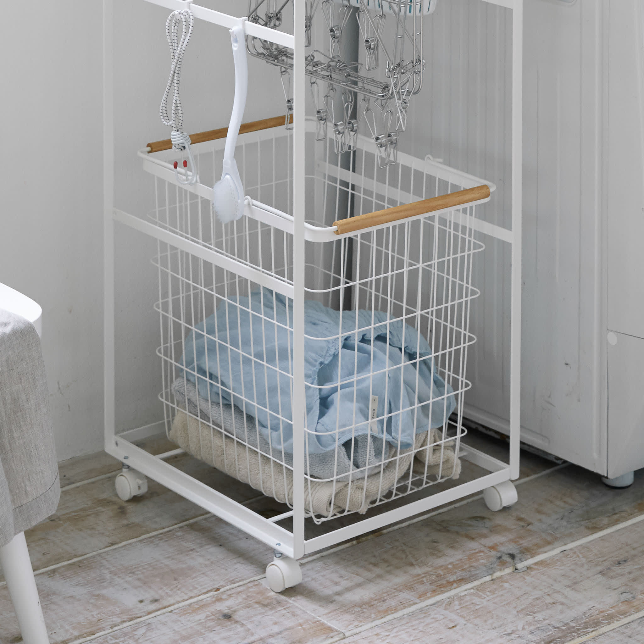Wood-Top Laundry Wagon : TOSCA Laundry Basket Compatible