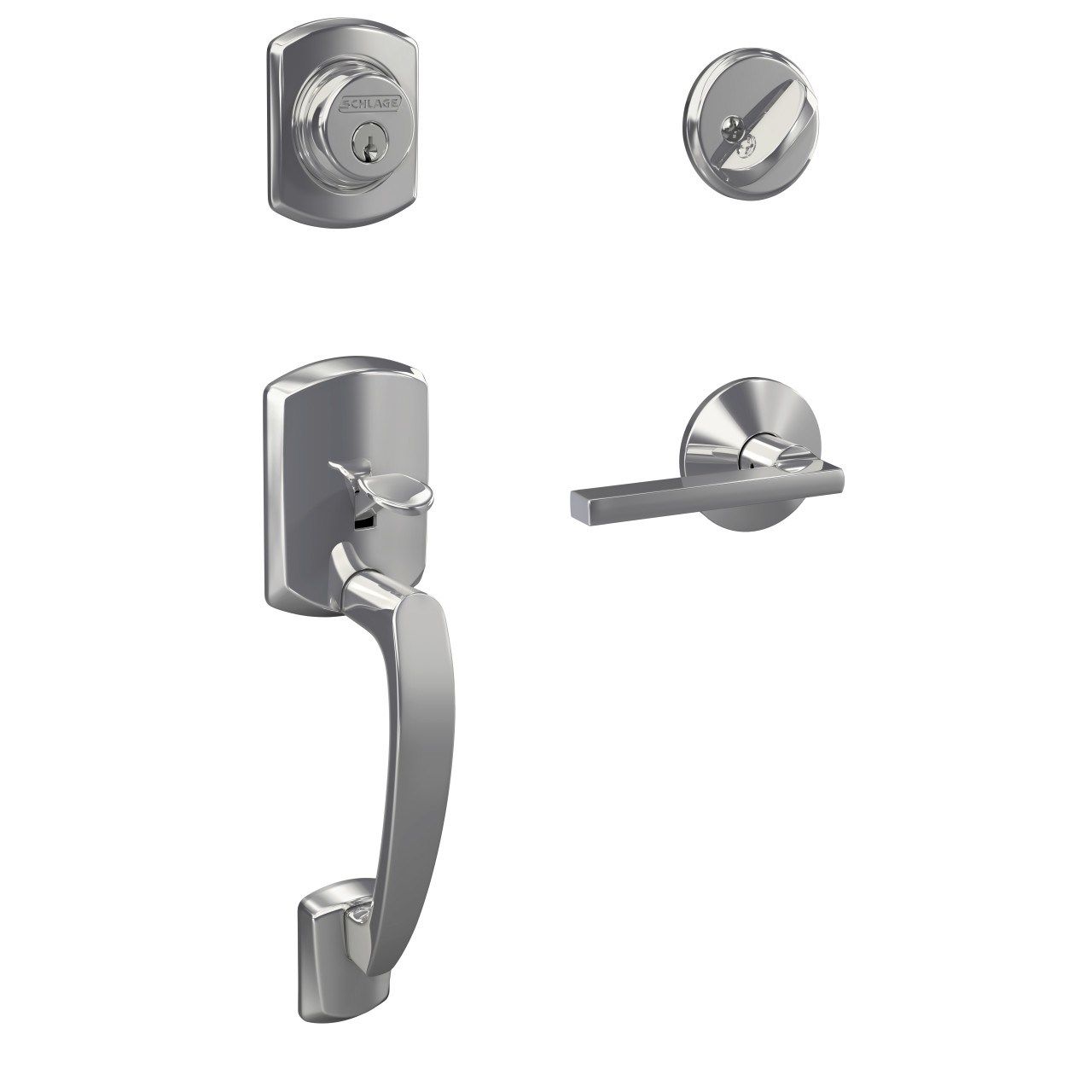 Custom Single Cylinder Handleset and Latitude Lever with Kinsler Trim