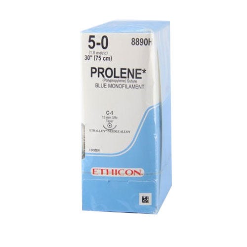 PROLENE® Polypropylene Blue Monofilament Sutures, 5-0, C-1, Taper Point, 30" - 36/Box