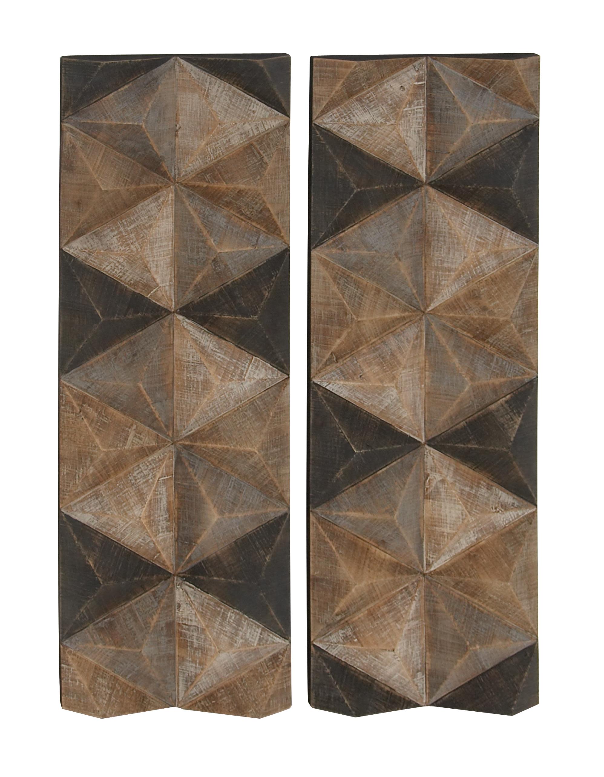 brown wooden  wall decor, set of 2 15"w, 42"h