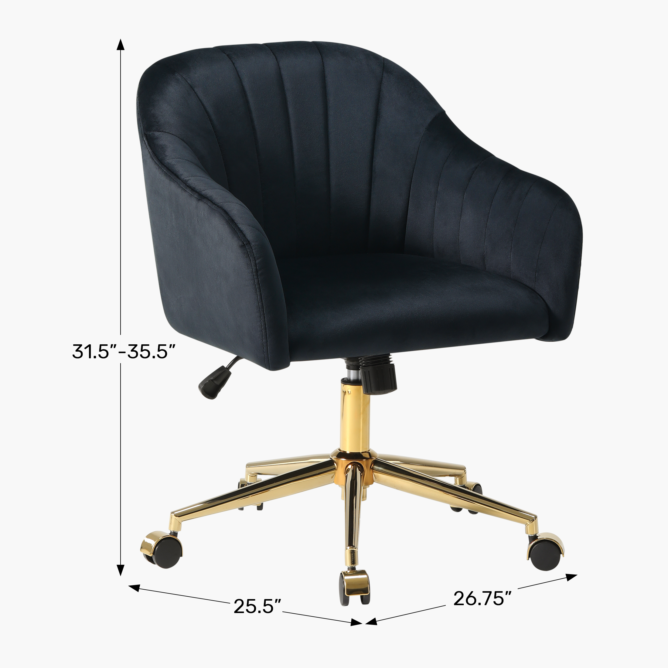 Upholstered Velvet Swivel Vanity Office Chair With WheelsWWT Spec Image