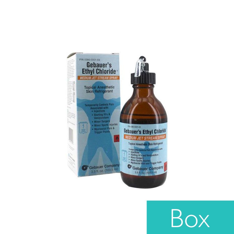 Gebauer's Ethyl Chloride® Topical Anesthetic Skin Refrigerant, Medium Jet Stream Spray, 3.9 fl oz Spray - 4/Box