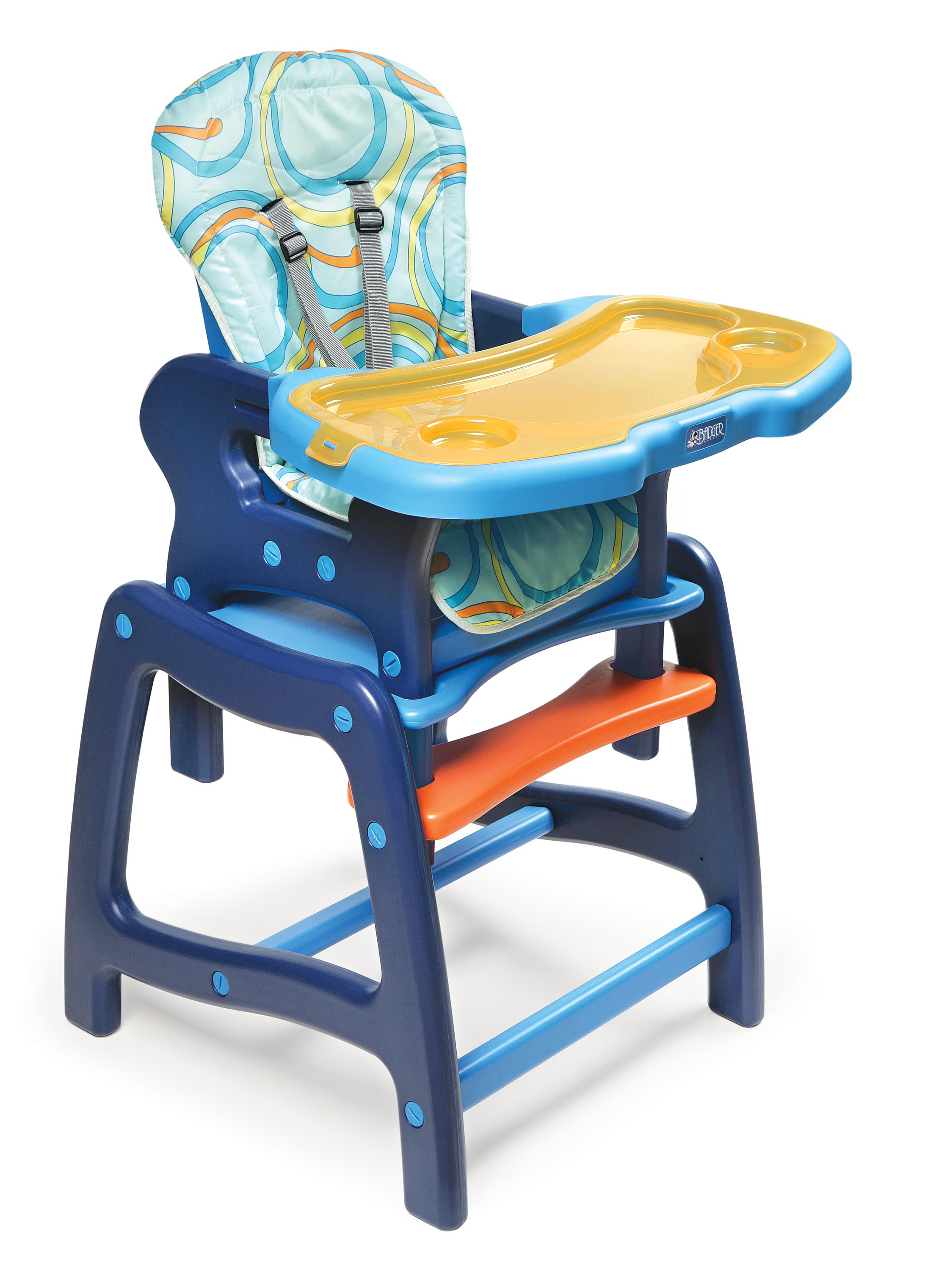Envee Baby High Chair with Playtable Conversion - Blue/Orange