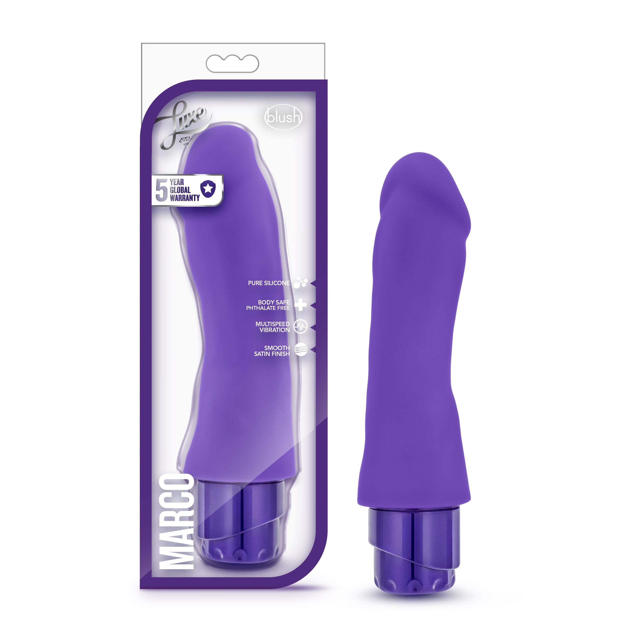 Blush Luxe Marco Curved G-Spot Purple 7.75-Inch Long Vibrating Dildo